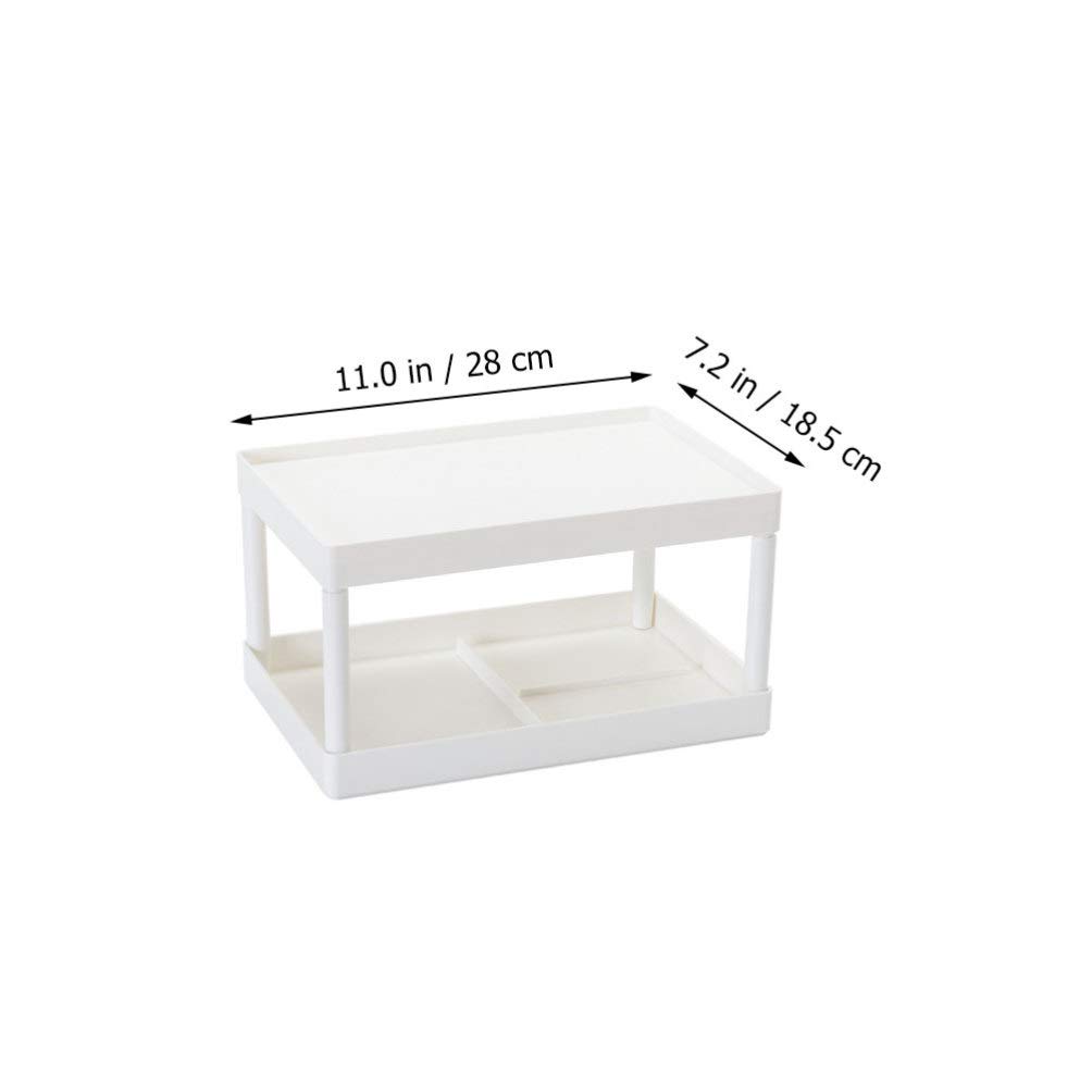 Cabilock 1pc White PP Desktop Storage Rack with Stacking Drawers - Organizer Shelf for Kitchen Jars, Office Supplies, Makeup & Books | Space-Saving Solution for Home & Office Organization