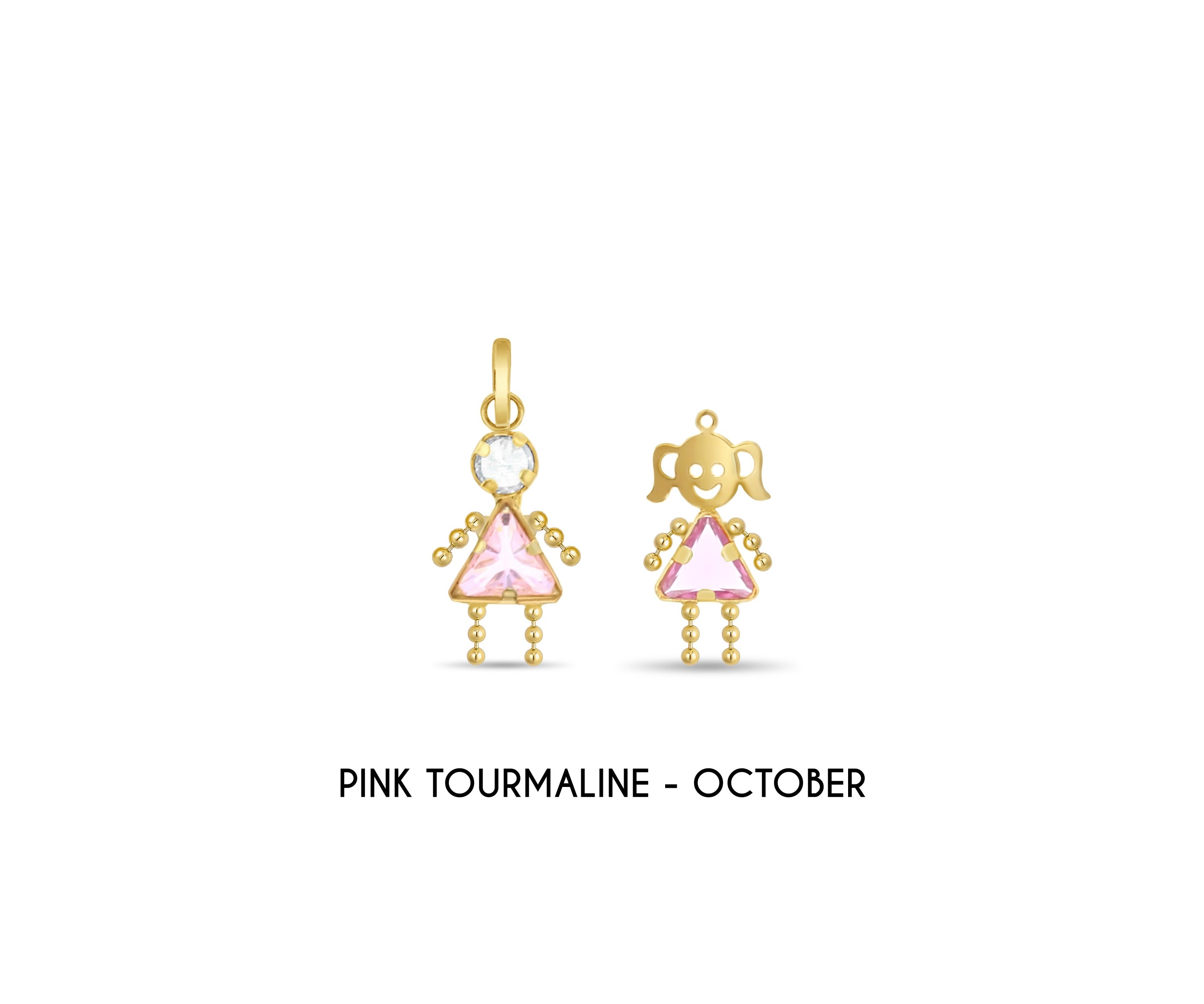 14K Yellow Gold Vintage Baby Birthstone Charms - Personalized Jewelry Gift for Newborns, Christening & Baby Showers