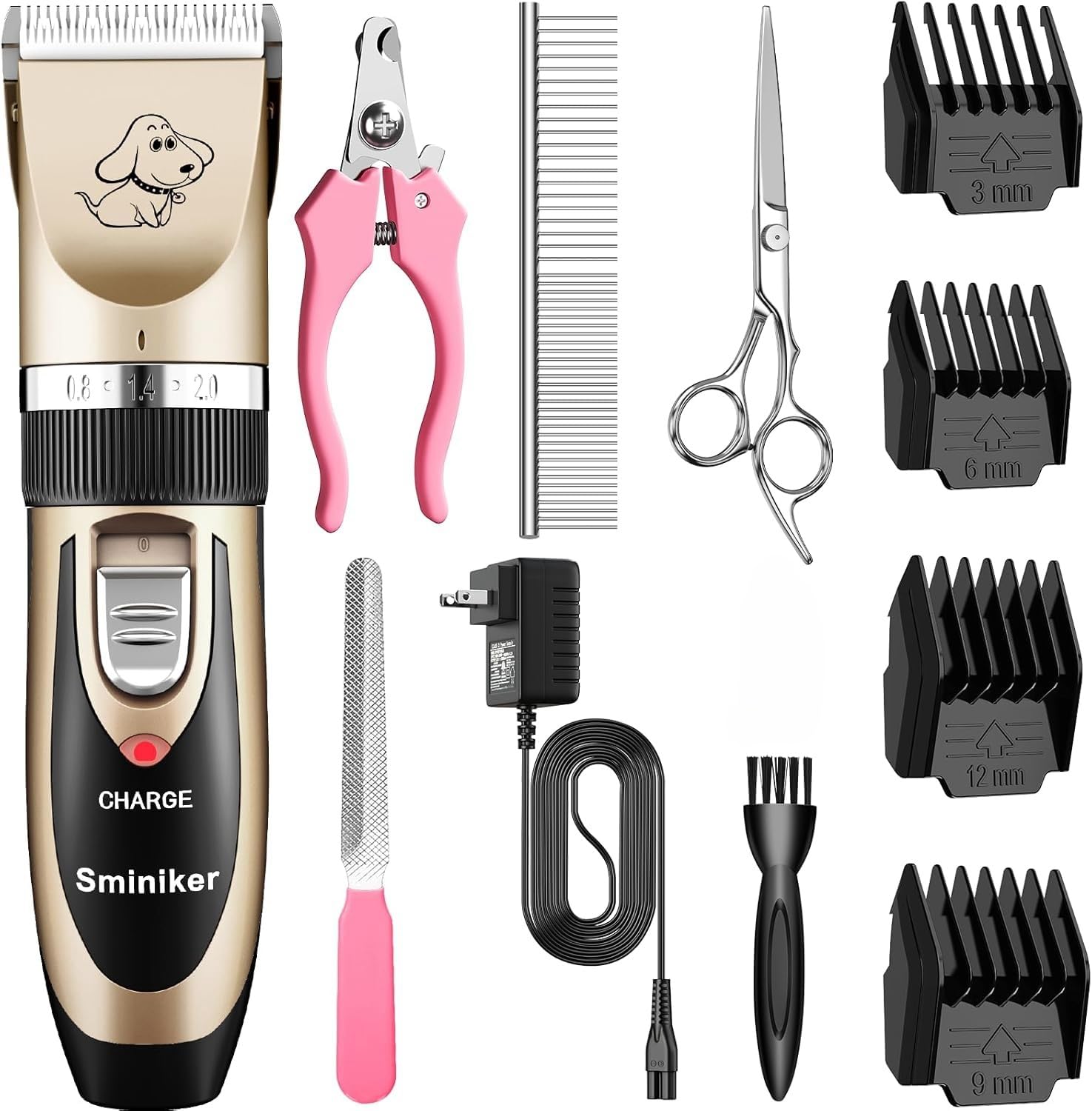 Professional Rechargeable Cordless Pet Grooming Clippers for Dogs, Cats & Horses - Quiet Hair Trimmer with Comb Attachments | Perfect for Home Grooming, Pet Salons & Animal Care