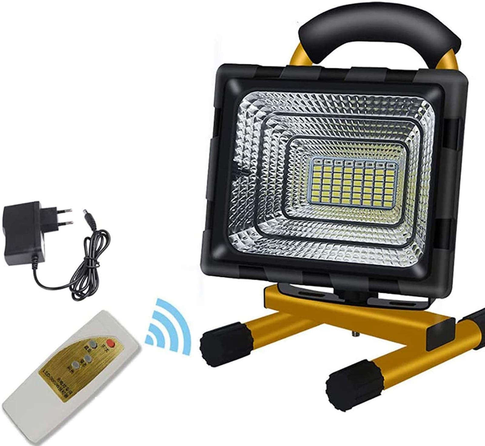 200W LED Rechargeable Work Light with Remote Control - 3 Lighting Modes, 11940mAh Power Bank, USB Port & Battery Indicator - Portable Floodlight for Construction Sites, Outdoor Work, Workshops, Car Repair & Emergency Lighting