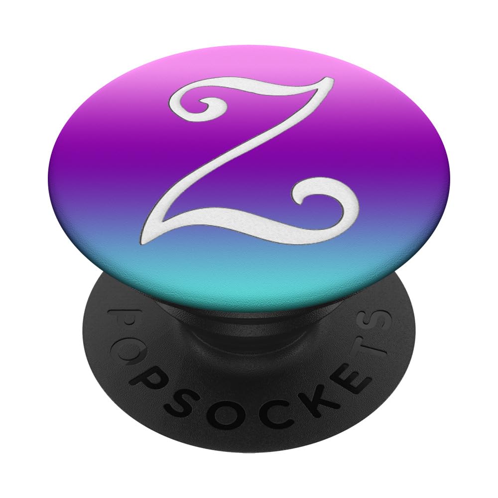 Z字母白色初始款手机支架 - 蓝绿紫粉多彩PopSockets可粘附PopGrip，适用于手机平板自拍视频通话