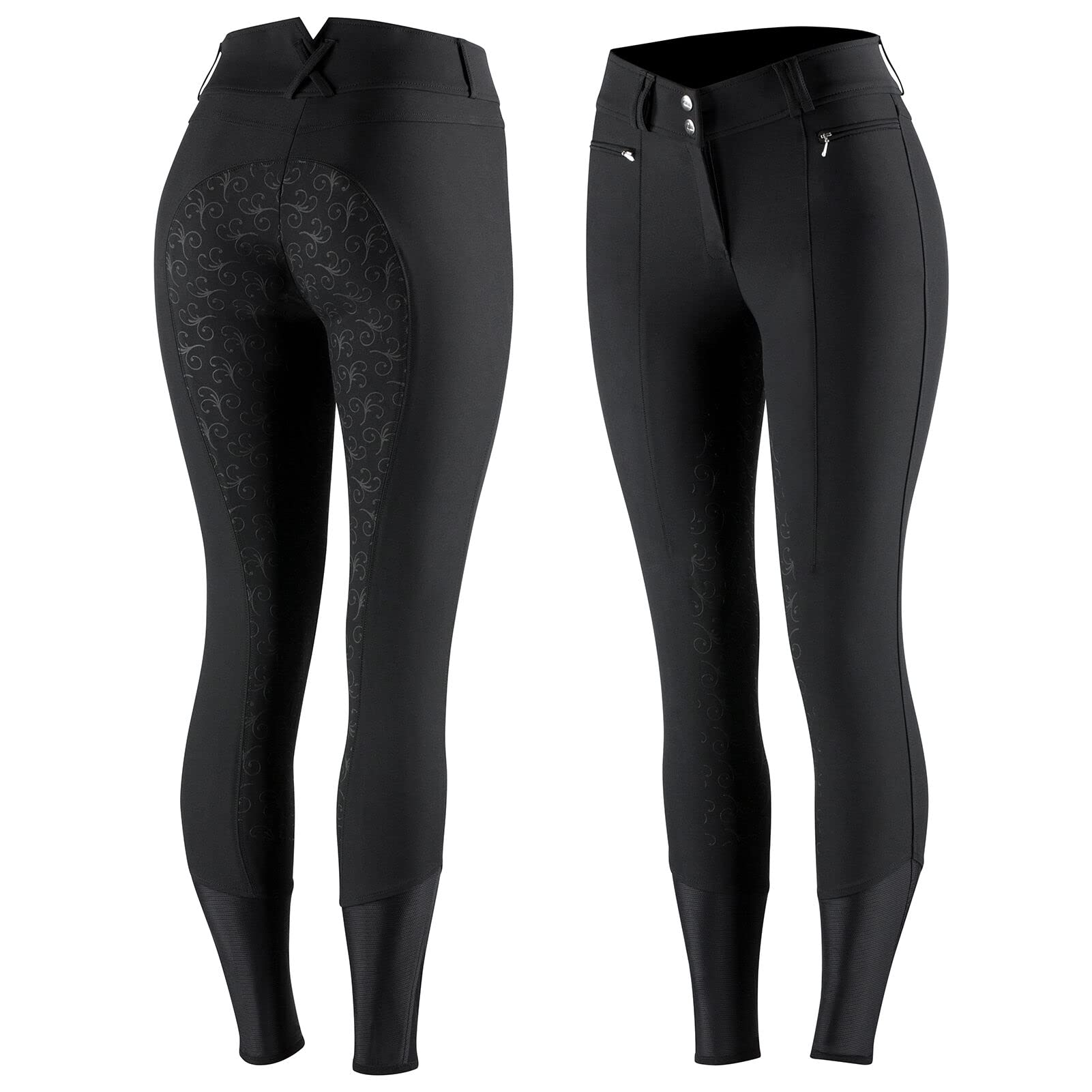 HORZE Angelina Women's Silicone Full Seat Breeches - Equestrian Riding Pants for Comfort & Grip in Horseback Riding, Training & Show Jumping