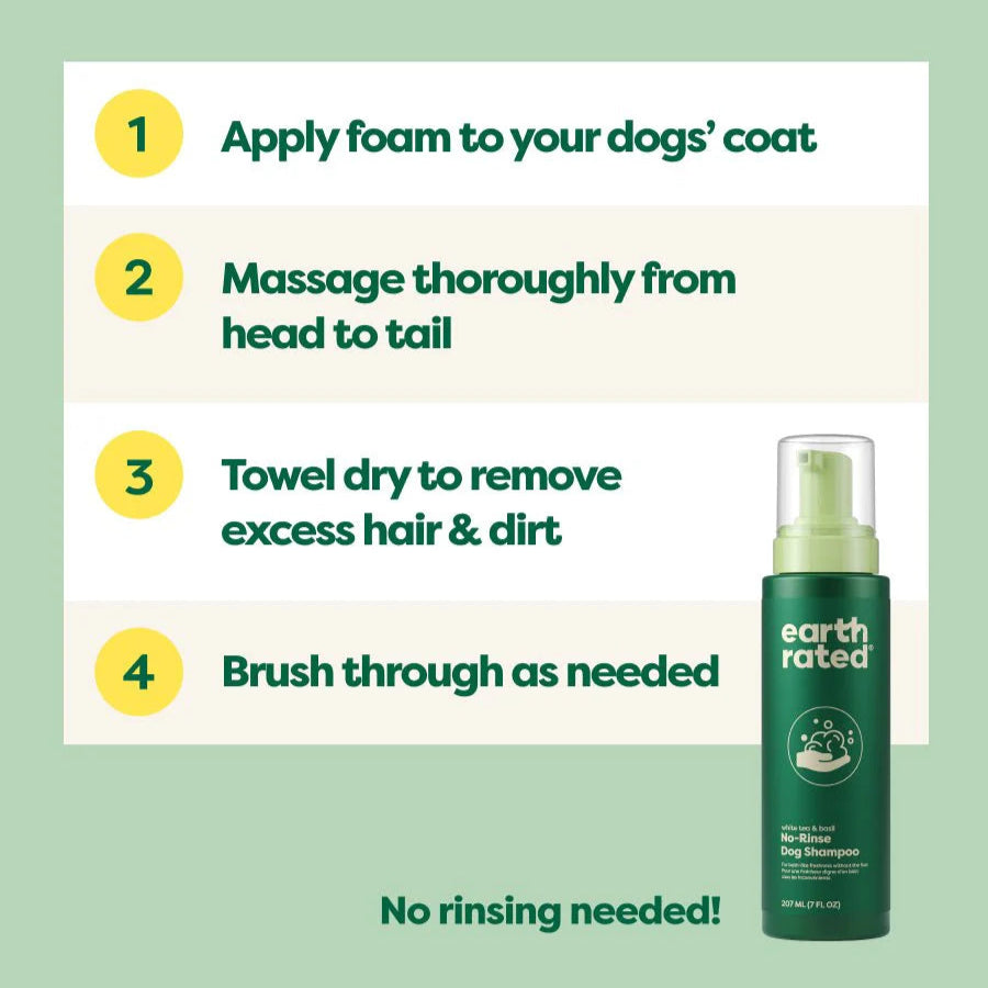 Earth Rated No Rinse Shampoo for Dogs - Waterless Pet Shampoo for Quick Cleaning Between Baths | Perfect for Travel, Camping & Post-Adventure Grooming