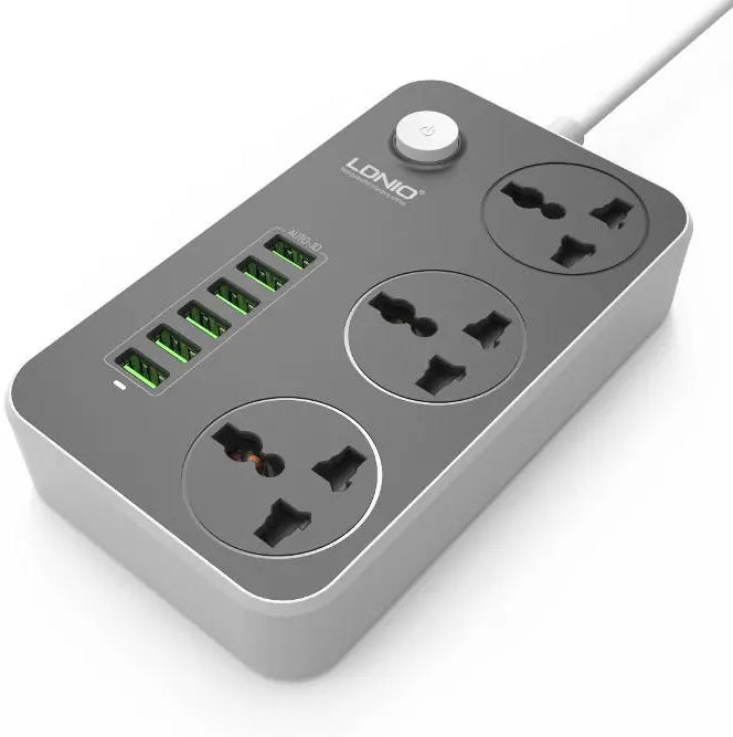 3.4A International Power Adapter with 6 USB Ports & 2m Cable - Universal Travel Charger for Ireland, UK, EU - Perfect for Hotels, Airports & Home Use