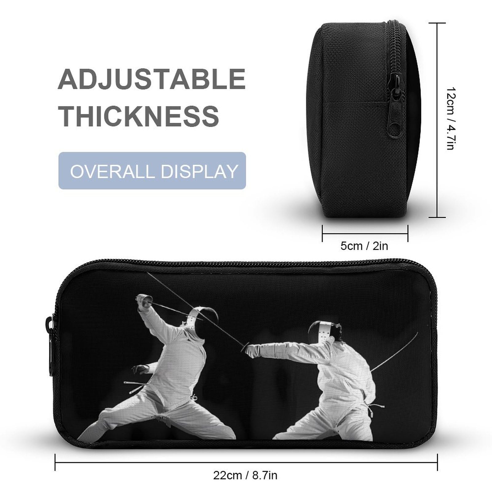 Fencing Art Martial Arts Pencil Case - Large Capacity Zippered Pen Pouch for School, Office & Travel - Stationery Organizer & Makeup Bag for Students, Artists & Professionals