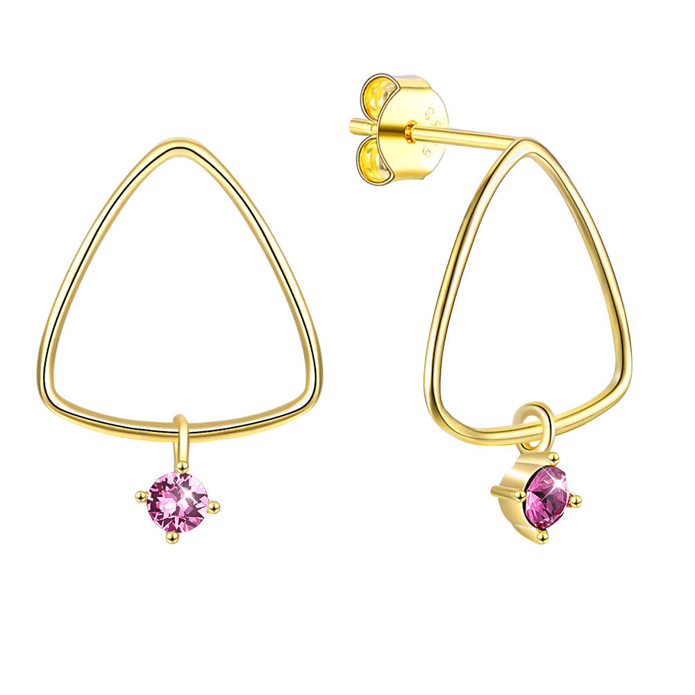 MABELLA 925 Sterling Silver Gold Plated Geometric Stud Earrings with Swarovski Crystals - Elegant Jewelry Gift for Women, Girlfriend, Wife | Perfect for Birthday, Anniversary, Valentine's Day & Special Occasions