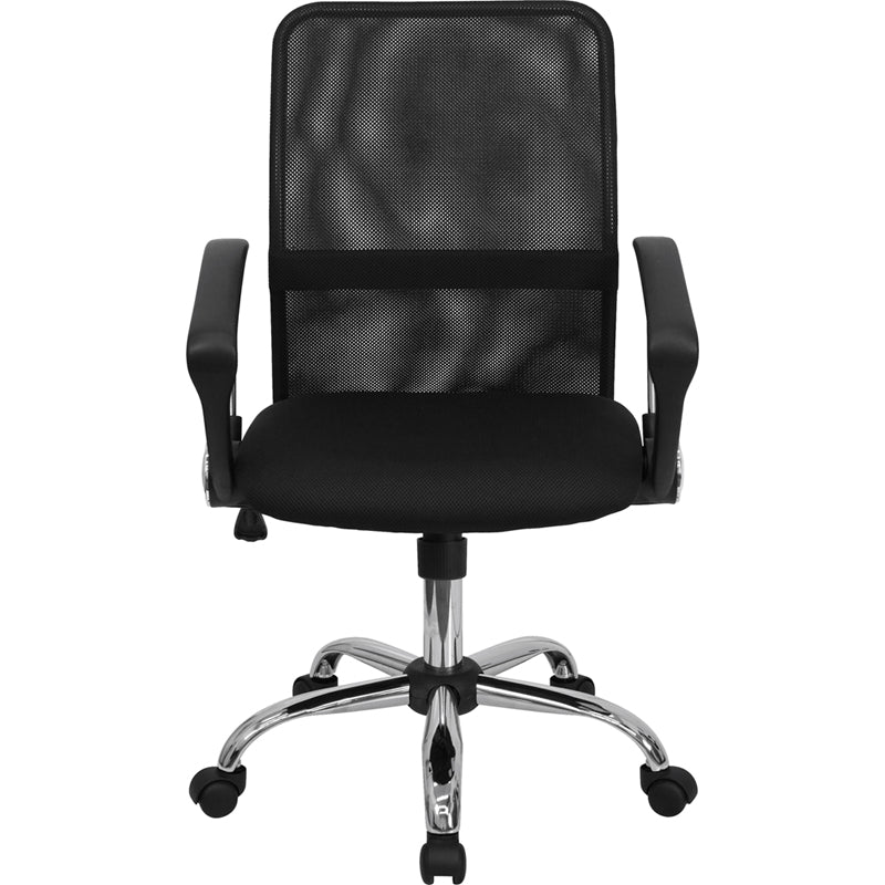 Ergonomic FLASH Jenkins Mid Back Mesh Office Chair with Lumbar Support & Adjustable Arms - Black Swivel Task Chair for Home Office, Gaming & Workspace Comfort