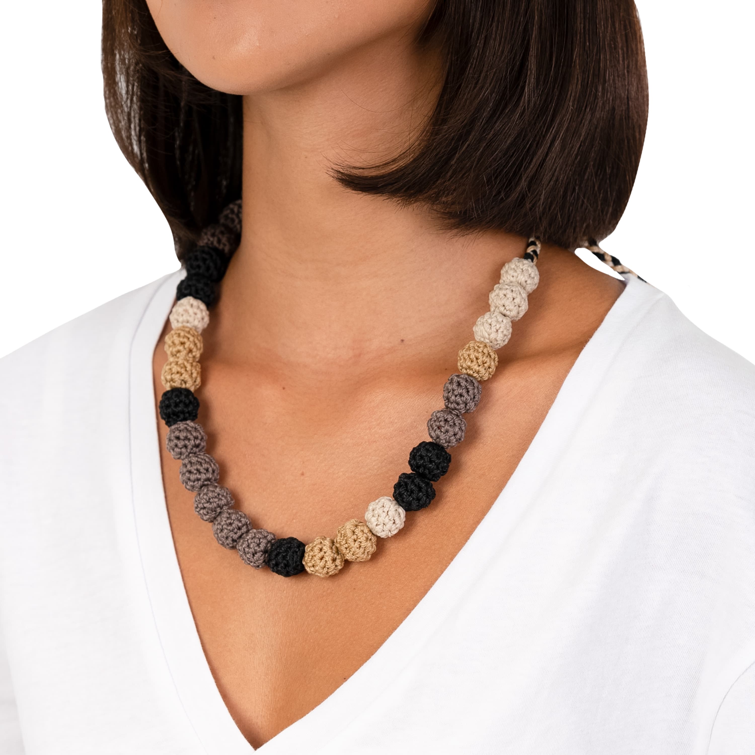 Drea Handmade Crochet Bead Necklace for Women - Black Multicolor Bohemian Style Jewelry - Perfect for Parties, Weddings & Everyday Wear