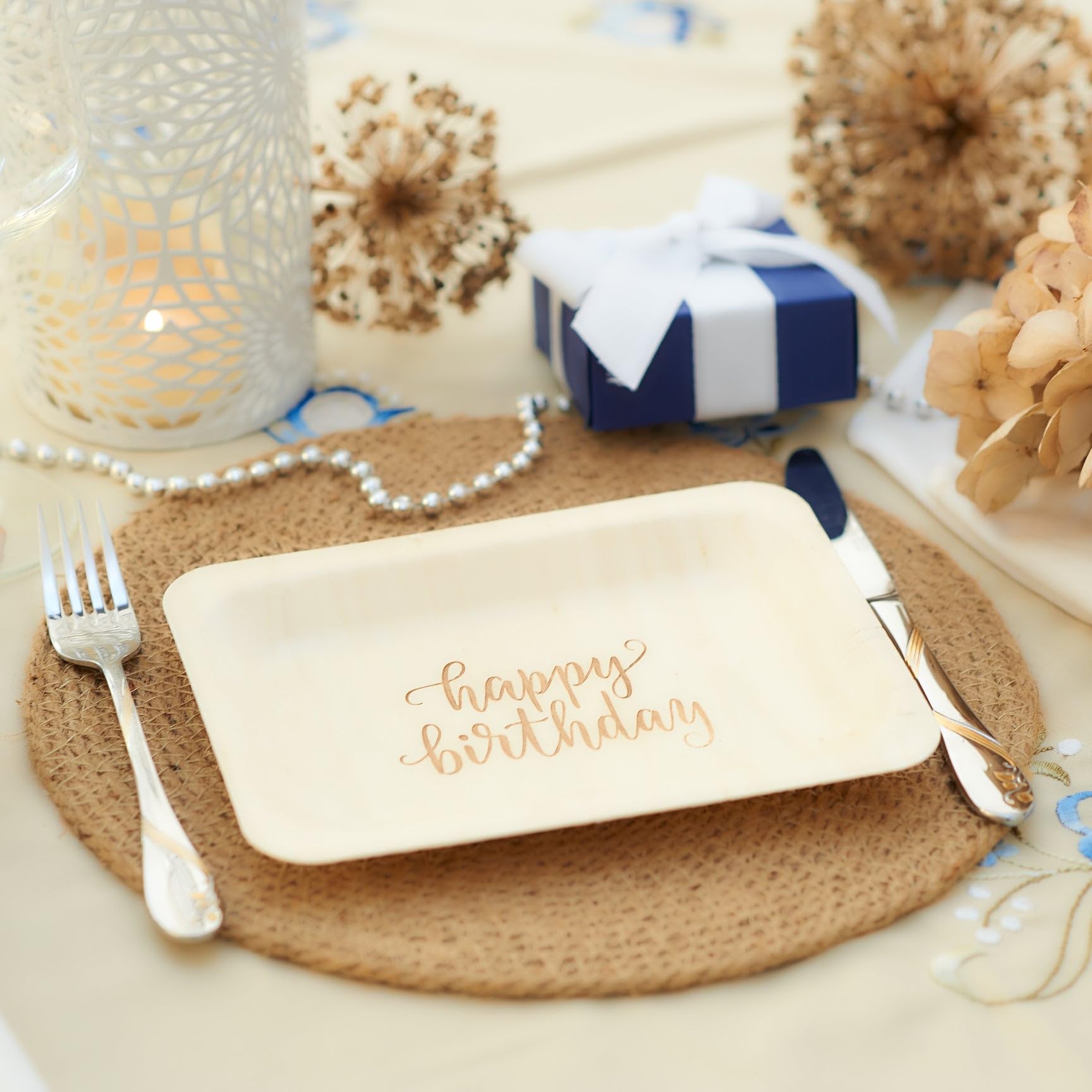 Eco-Friendly Disposable Birthday Party Plates - 50 Pack Biodegradable Compostable Plates for Birthday, Wedding, Baby Shower & Events (Salad/Dessert Size) - Sustainable Alternative to Plastic Tableware