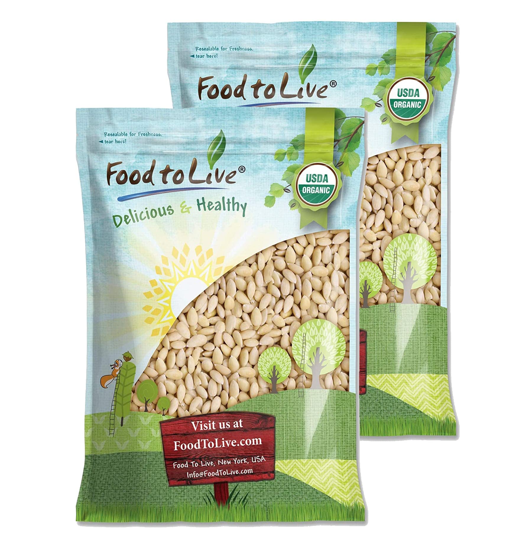 Food to Live Organic Blanched Whole Almonds, 16 Pounds - Non-GMO, Raw, Unpasteurized, Unsalted, Keto, Paleo, Kosher Certified, Bulk Almonds | High in Protein, Fiber, Vitamin E, Manganese & Riboflavin | Perfect for Snacking, Baking, Cooking & Healthy Recipes