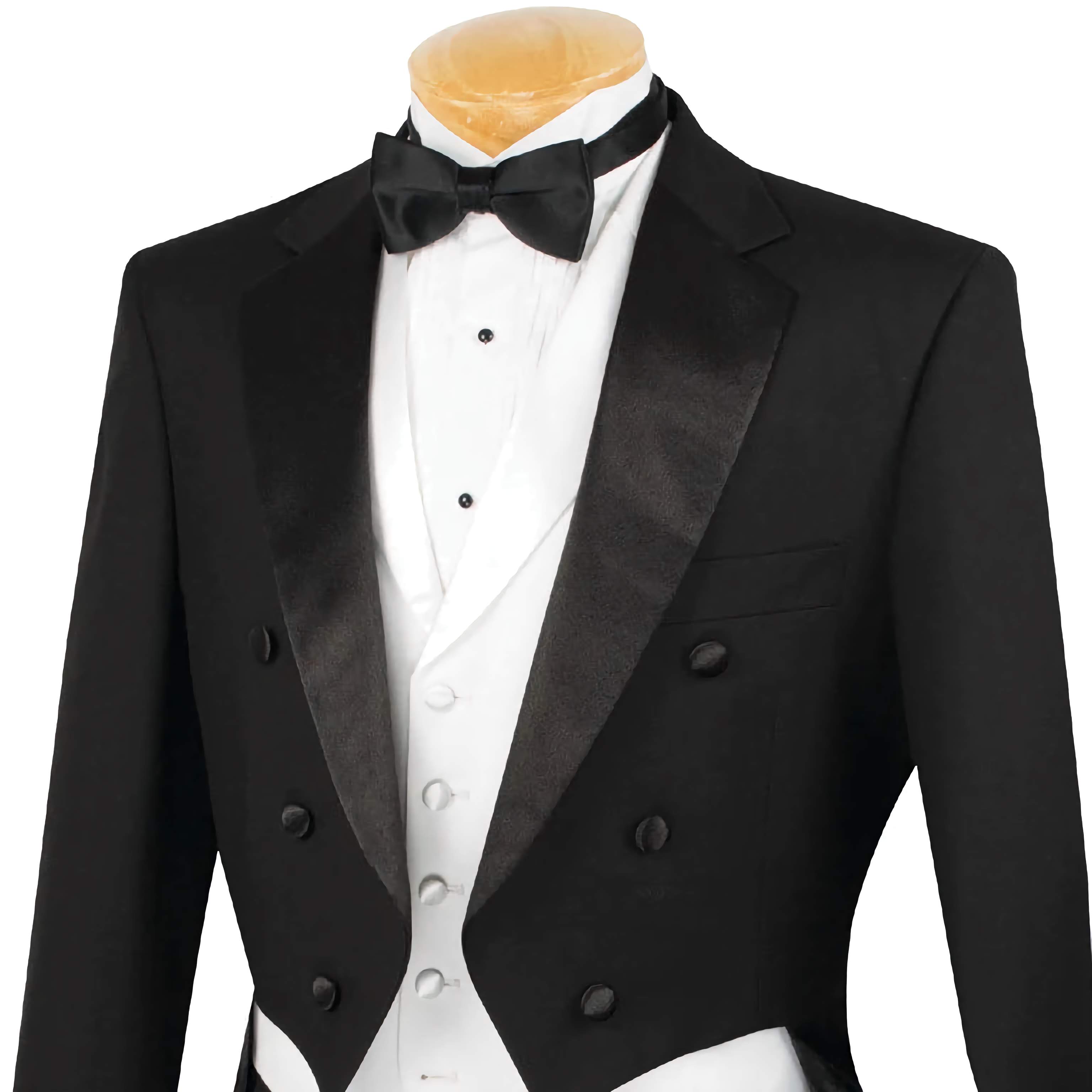 Black 3-Piece Men's Tuxedo Suit with Tails - Formal Wedding & Evening Wear | Slim Fit Business Attire for Grooms, Prom & Special Occasions