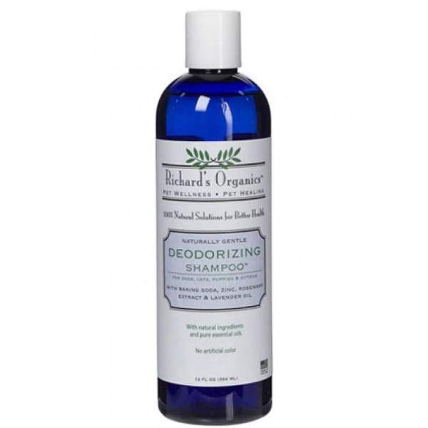 Richard's Organics Deodorizing Shampoo for Dogs - 12oz Natural Formula for Odor Control & Freshness - Perfect for Smelly Pets After Outdoor Adventures & Bath Time