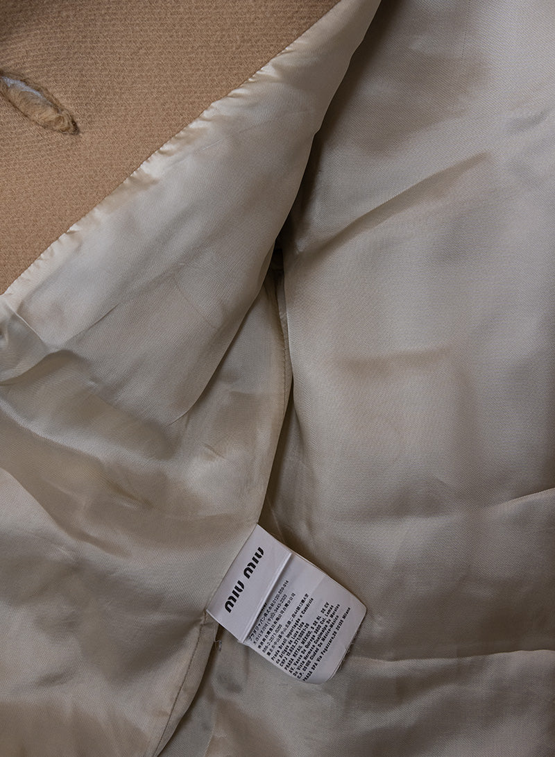 Miu Miu Beige & Lilac Teddy Coat Size 38 | Women's Luxury Winter Jacket for Fashion Outfits & Cold Weather