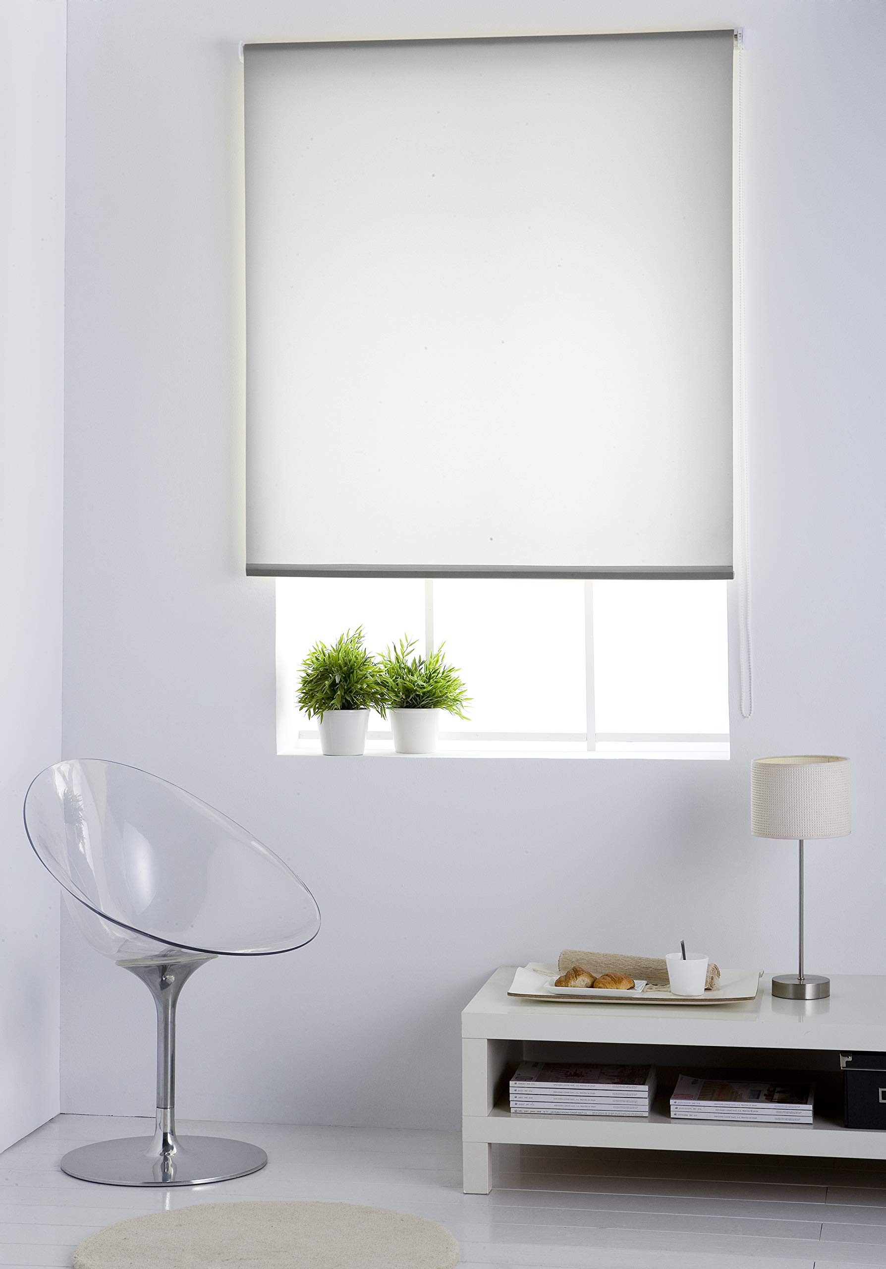 Smooth Translucent Roller Blind 130 x 175 cm Ecru - Perfect for Living Rooms, Bedrooms & Offices
