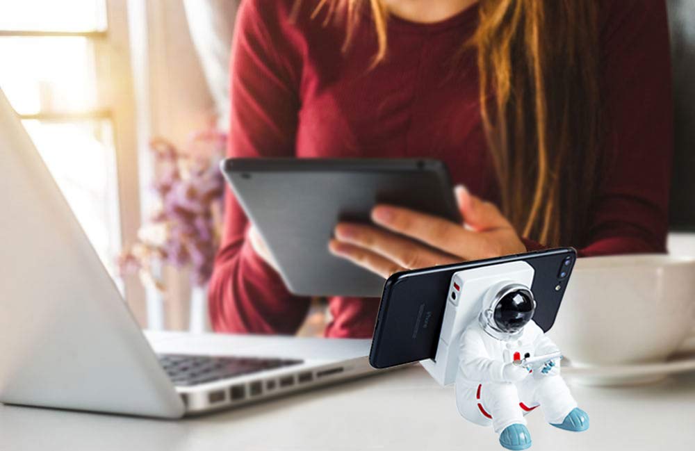 Creative Astronaut Phone Stand for Desk - Universal Cell Phone Holder for iPhone, iPad, Samsung & Tablets - Perfect for Office, Home & Gaming Setup