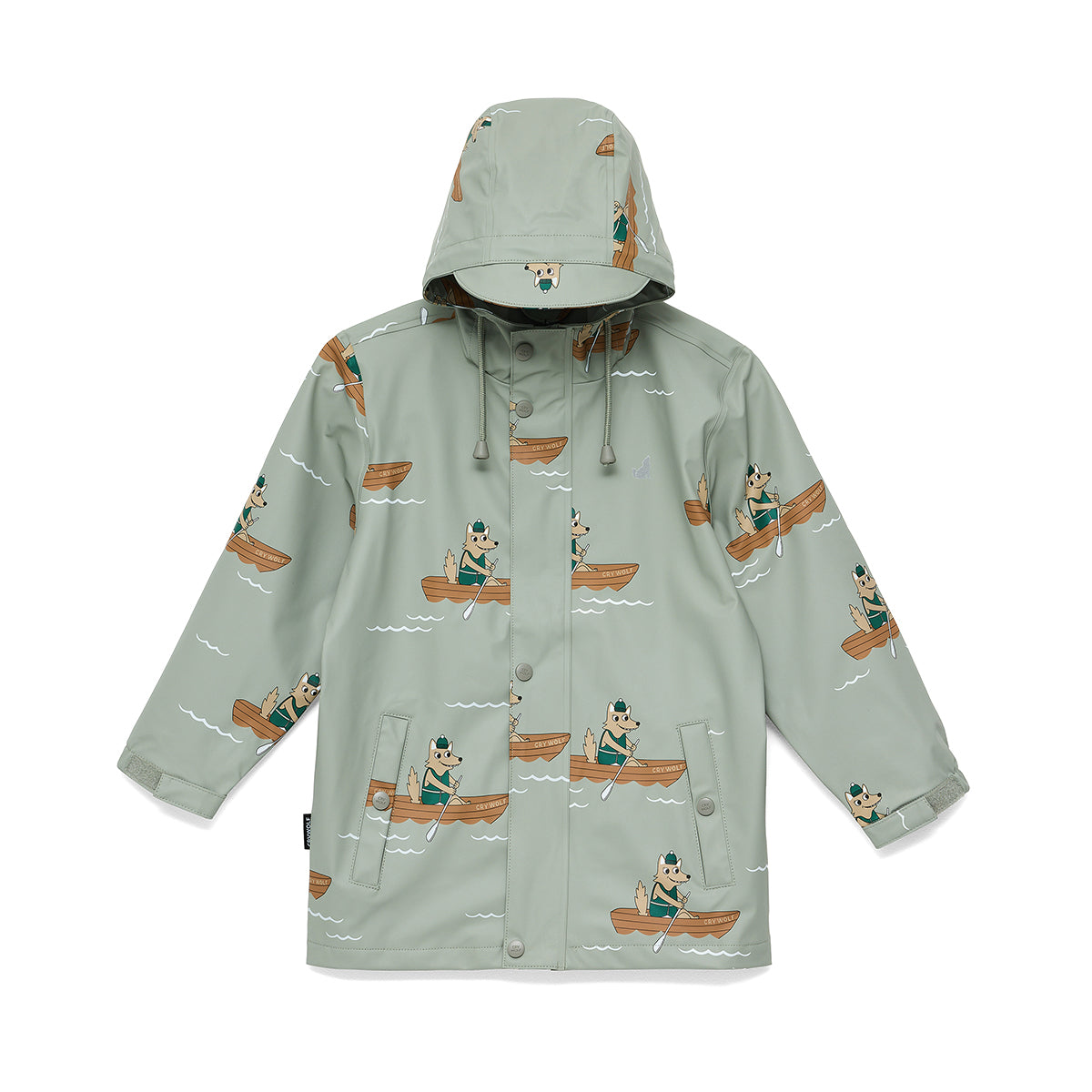 Waterproof Play Jacket for Kids - Crywolf Kayak Wolf Design | Outdoor Raincoat for Hiking, Camping & Water Activities