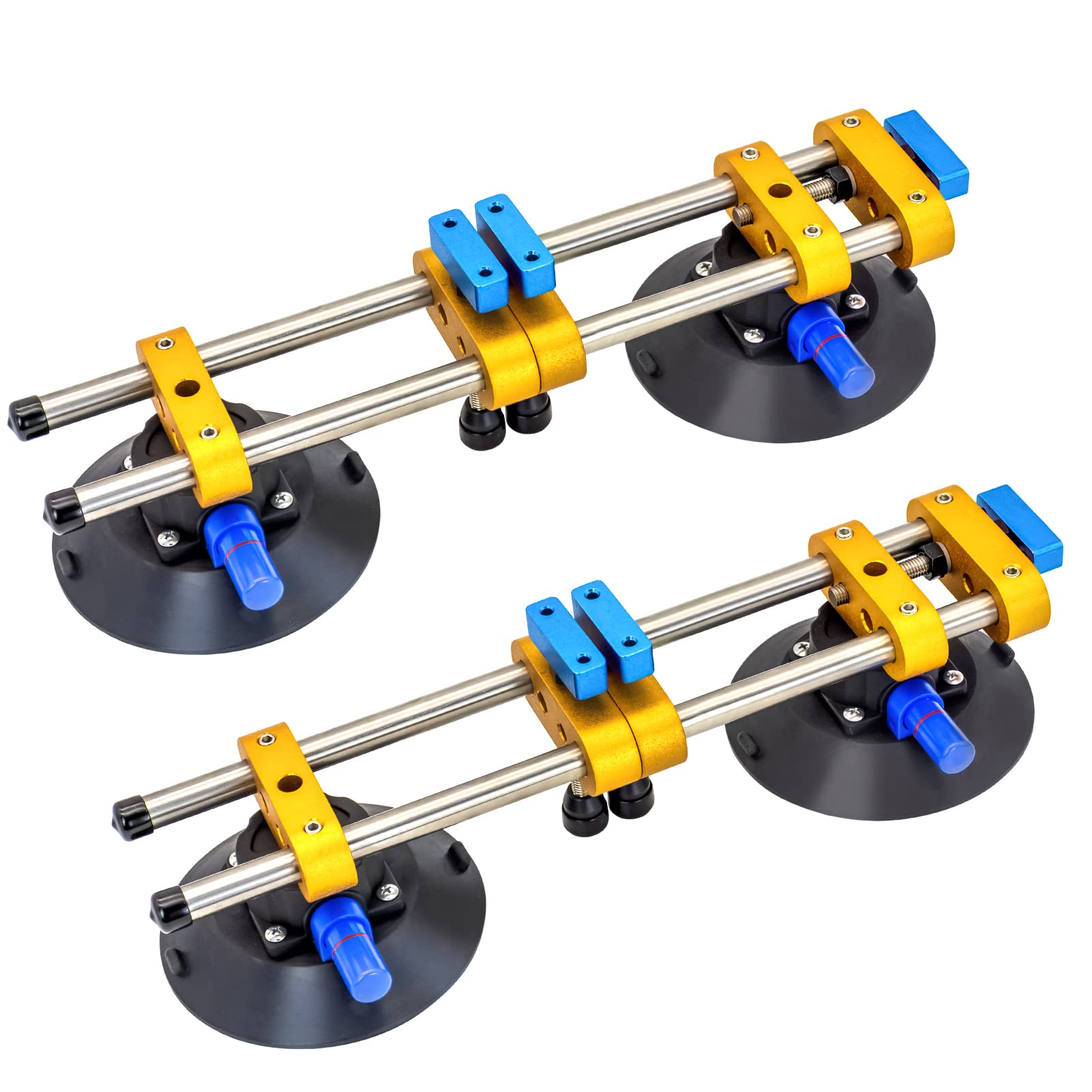 Premium 6-Inch Seamless Seam Setter with Vacuum Suction Cups - 2PCS Countertop Installation Tool for Quartz, Granite, Marble & Tile Gap Leveling - Yellow Professional Stone Seam Joining Kit for Kitchen Countertops & Bathroom Vanities