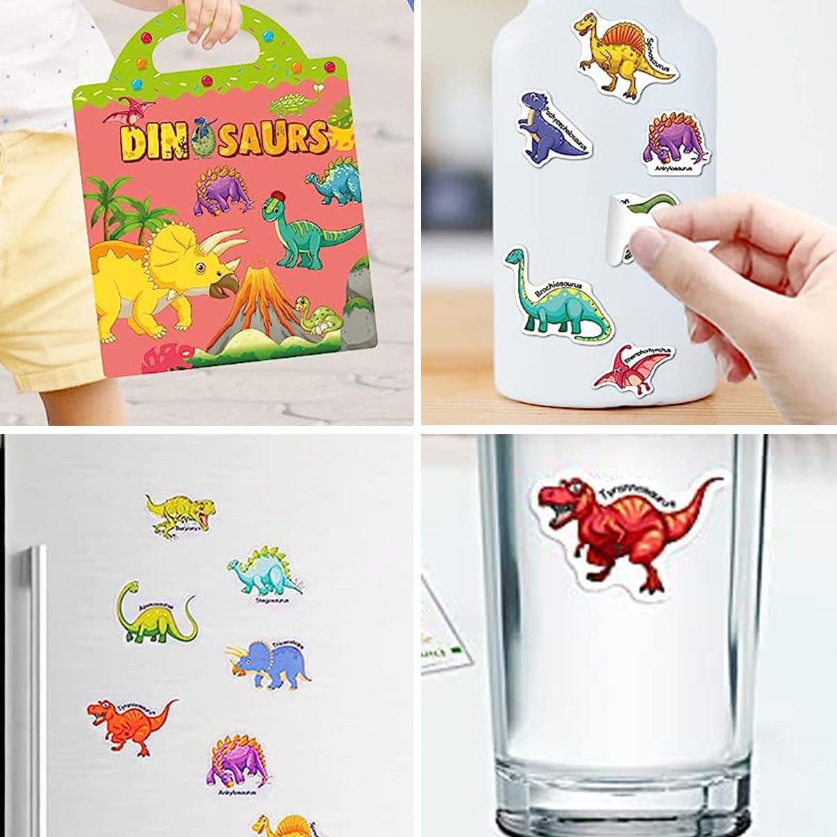 Reusable Sticker Books for Kids - Dinosaur Sticker Activity Books for Toddlers Ages 3-5, Educational Learning Toys for Boys & Girls, Perfect Birthday Gifts & Travel Entertainment for Preschoolers