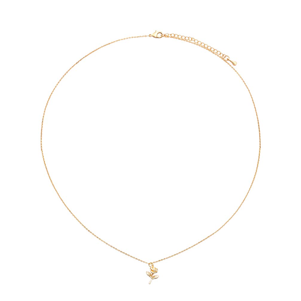 Happyyami Women's Rose Flower Choker Necklace - Gold Alloy Floral Clavicle Chain Pendant Body Jewelry for Girls & Women | Perfect for Parties, Weddings, Date Nights & Special Occasions