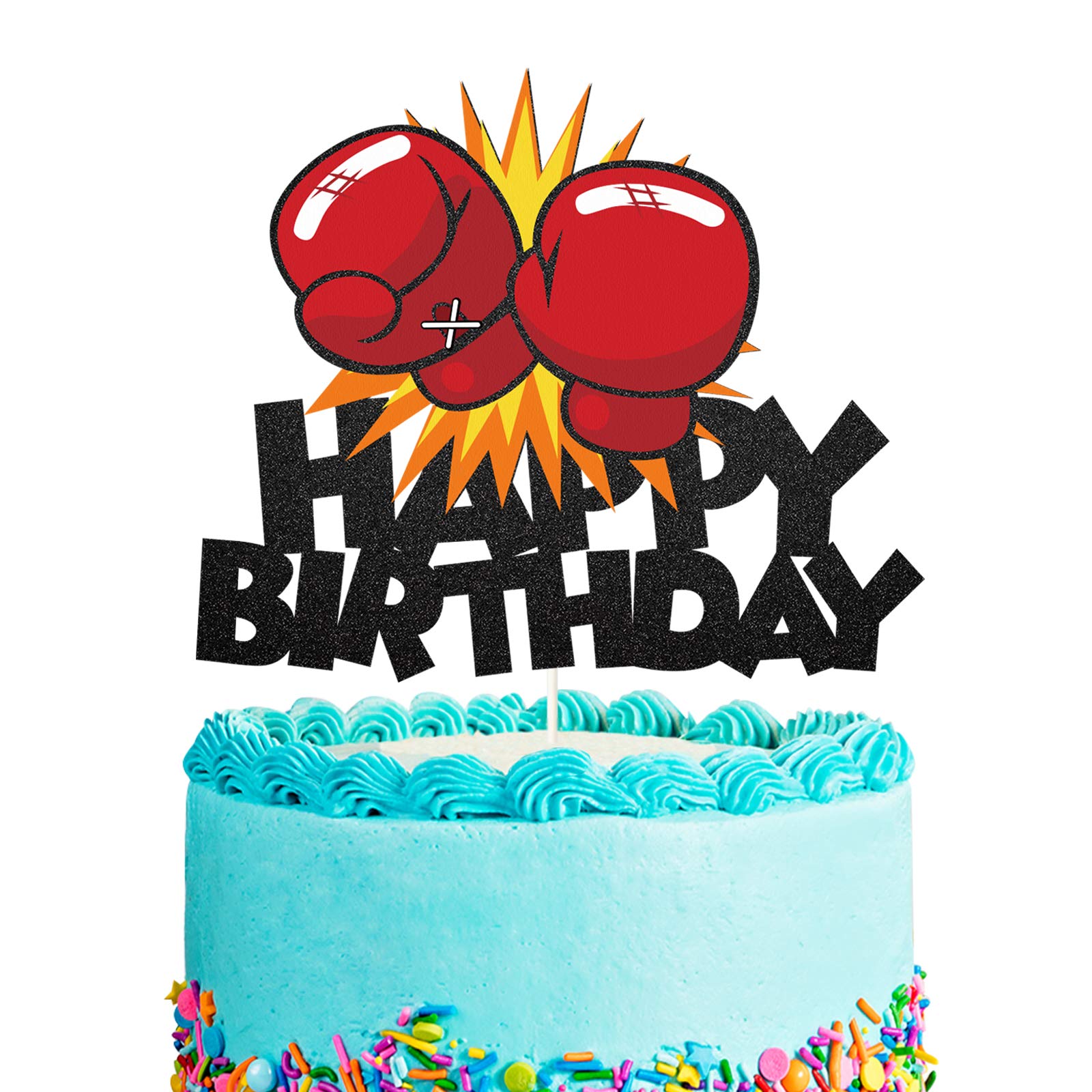 Boxing Happy Birthday Cake Topper - Sports Theme Party Decorations for Wrestling Baby Showers & Birthday Celebrations - Perfect for Cake Decorating and Themed Party Supplies