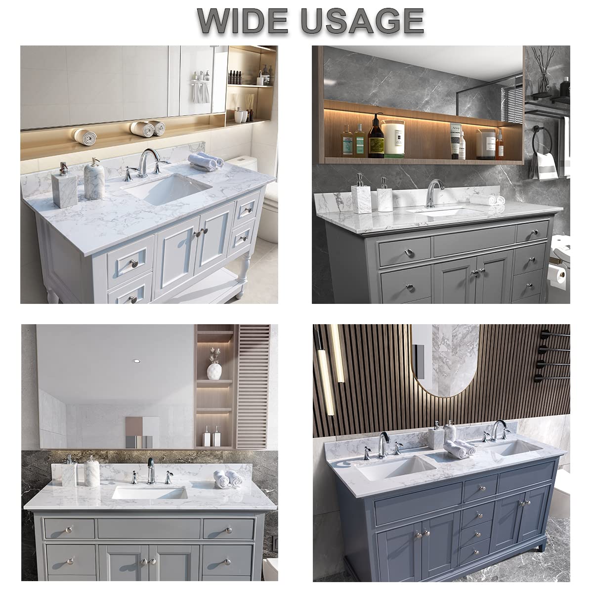 Premium White Marble Vanity Top with Ceramic Sink - 1/3 Hole Bathroom Sink Countertop with Backsplash, No Cabinet Included (43