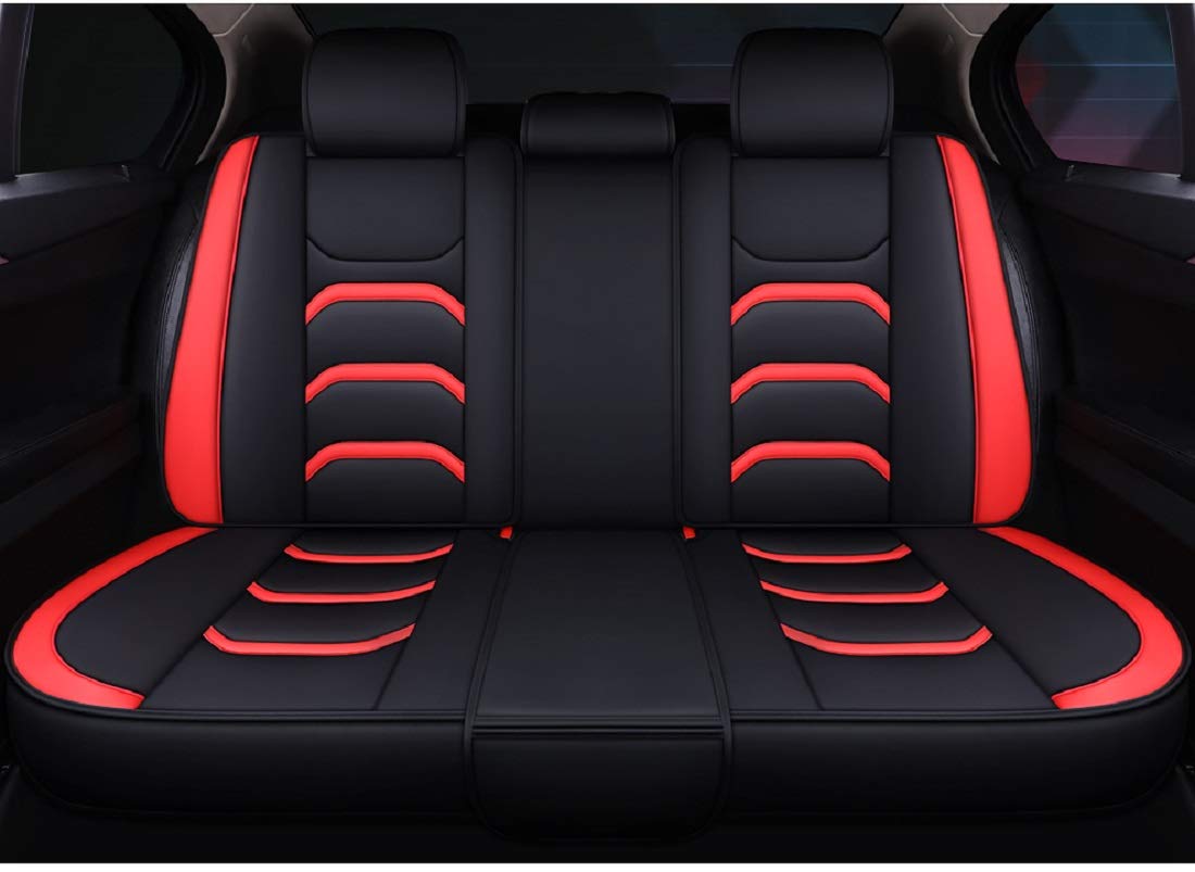 Premium Faux Leather Car Seat Covers - Universal Fit for Cars, SUVs & Trucks (Black-Red) | Waterproof & Comfortable Auto Seat Protectors for Daily Commute & Road Trips