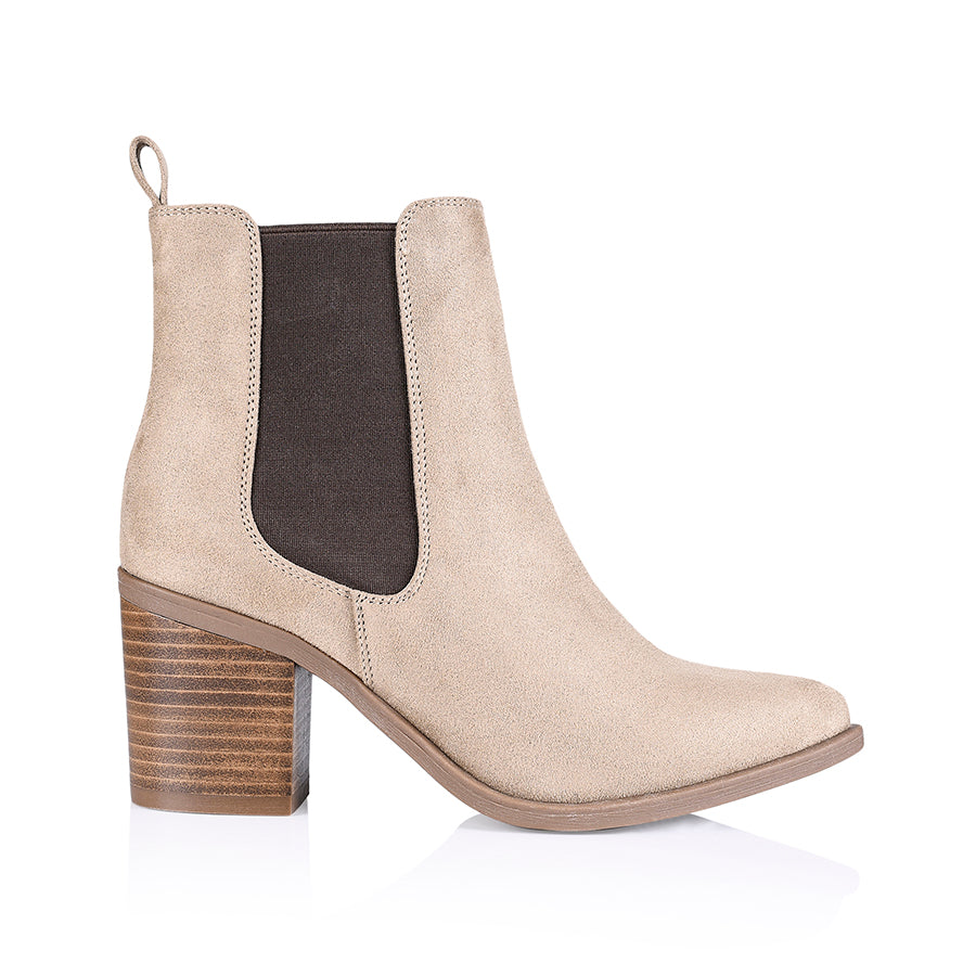 Samantha Women's Chelsea Boots in Taupe - Comfortable Micro Suede Ankle Booties for Casual Outfits & Fall Fashion