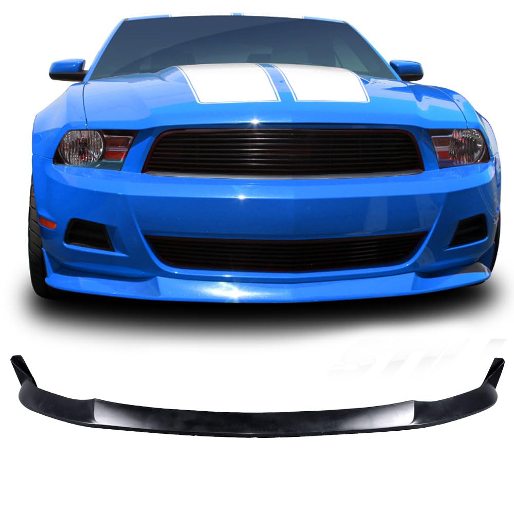 IKON MOTORSPORTS S Style PU Black Front Bumper Lip Spoiler Splitter for 2010-2012 Ford Mustang V6 | Perfect for Car Enthusiasts & Street Racing Upgrades