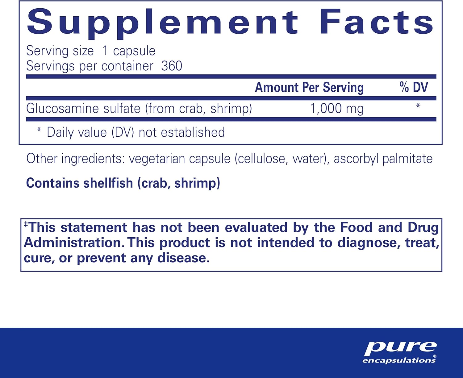 Pure Encapsulations Glucosamine Sulfate 1000mg - Premium Joint Support Supplement for Active Adults & Seniors | Supports Cartilage Health & Mobility | Ideal for Athletes, Fitness Enthusiasts & Aging Adults