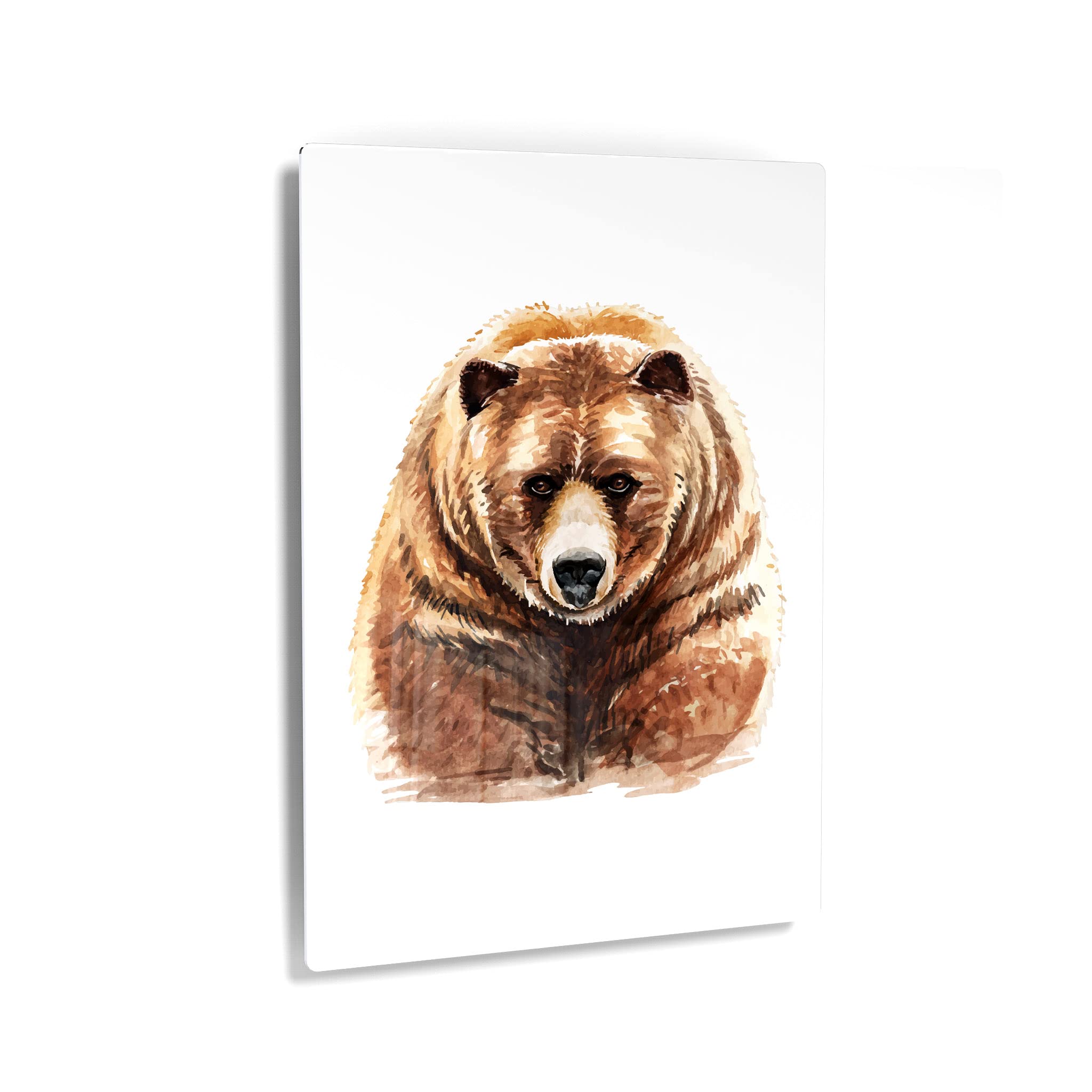Bear Watercolor Painting - Metal Wall Art Print, 36x24, Wild Animal & African Safari Theme, Nature Wildlife Decor for Living Room, Bedroom, Nursery - Made in USA | Perfect for Home, Office & Kids Room Decor
