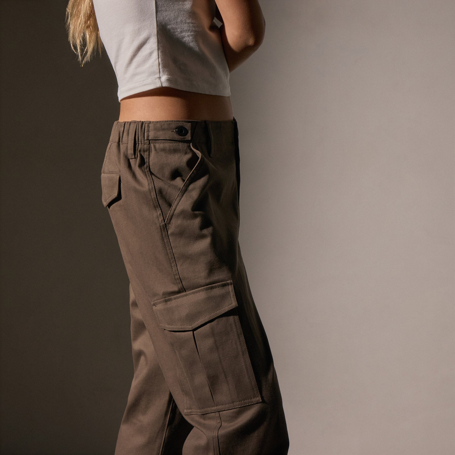 Soft Cashmere Touch Cargo Pants for Women - Comfortable & Stylish Mushroom Color - Perfect for Casual Outings, Travel & Lounge Wear