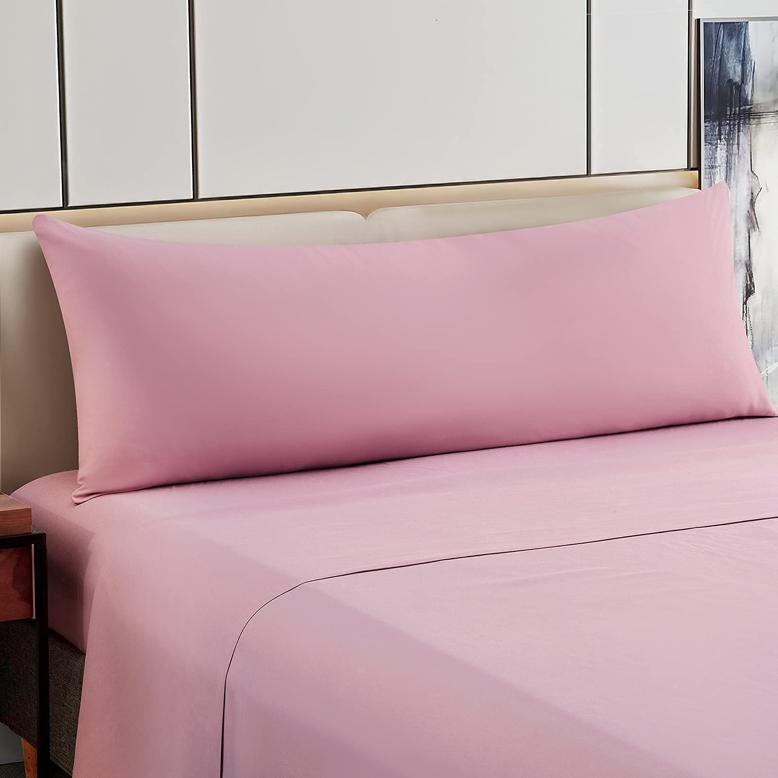 SiinvdaBZX 2 Pack 20x54 Inch Body Pillow Covers - Soft 100% Brushed Microfiber Pillowcases with Envelope Closure (Pink) - Perfect for Anime, Maternity, and Home Decor Use