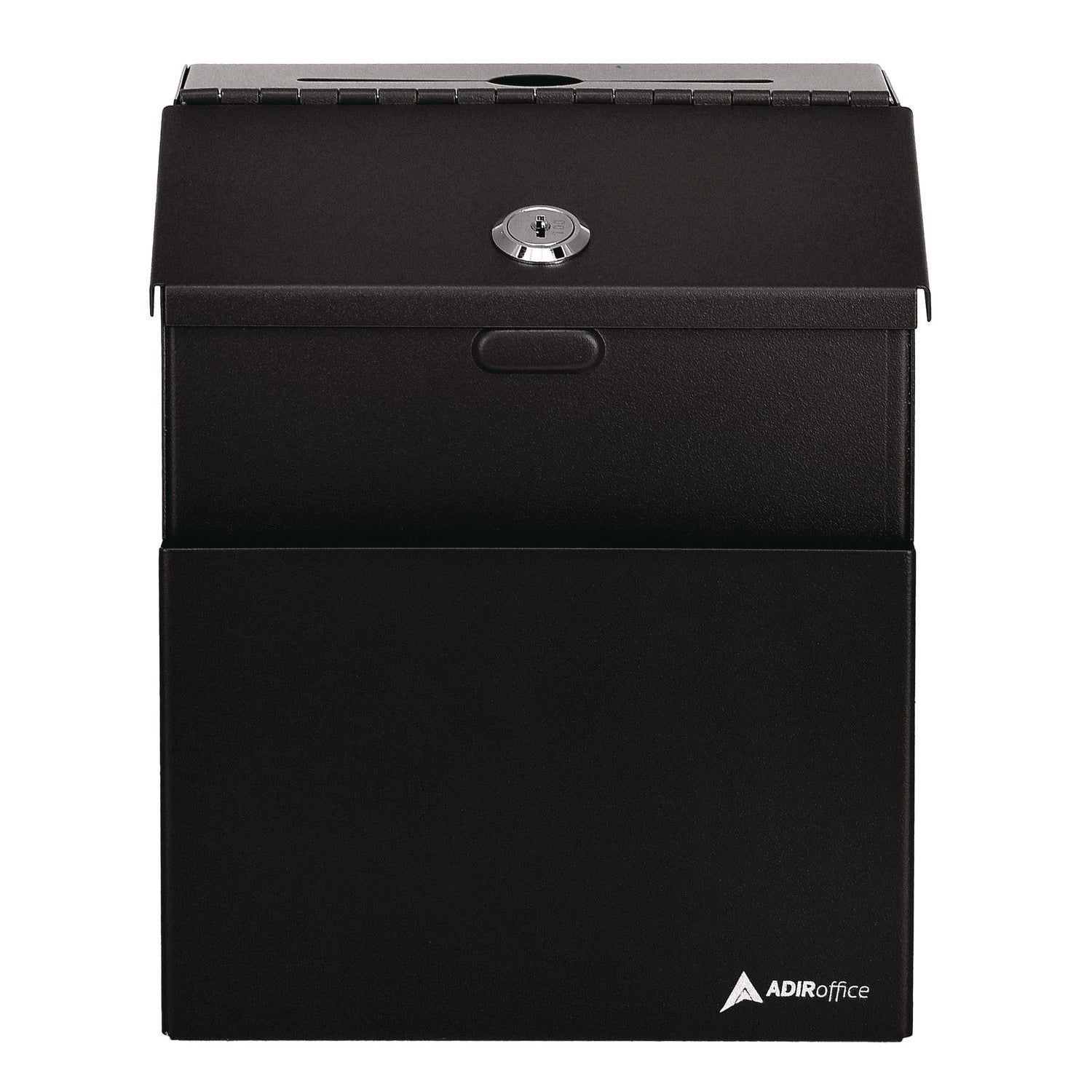 AdirOffice Wall Mountable Steel Secure Drop Box with Key - 7 x 6 x 8.5 Inch Stainless Steel 304 Lockbox - Black - Ideal for Offices, Retail Stores & Public Spaces for Secure Document & Key Drop-Off