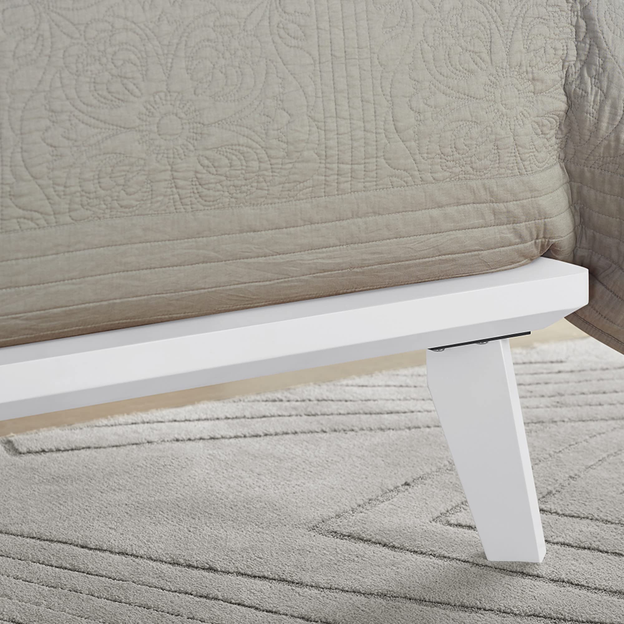 White Full Size Metro Wood Platform Bed Frame - Modern Minimalist Bedroom Furniture for Small Spaces & Apartments