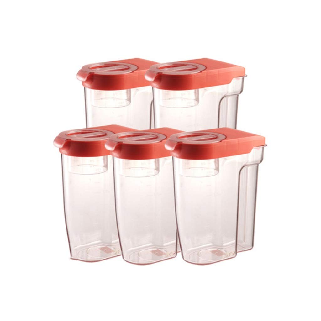 Das Bliss Airtight Food Storage Containers - Set of 5 Medium Clear Plastic Kitchen Pantry Organizers with Lids, BPA-Free, Stackable (Red) - Perfect for Dry Foods, Baking Ingredients, Cereal & Meal Prep Organization