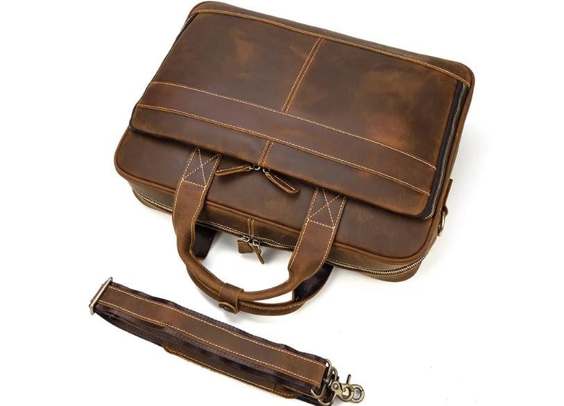 15 Inch Women's Brown Leather Laptop Bag - Stylish & Durable Work Tote for Business, Office & Travel - Perfect for Professionals & Students
