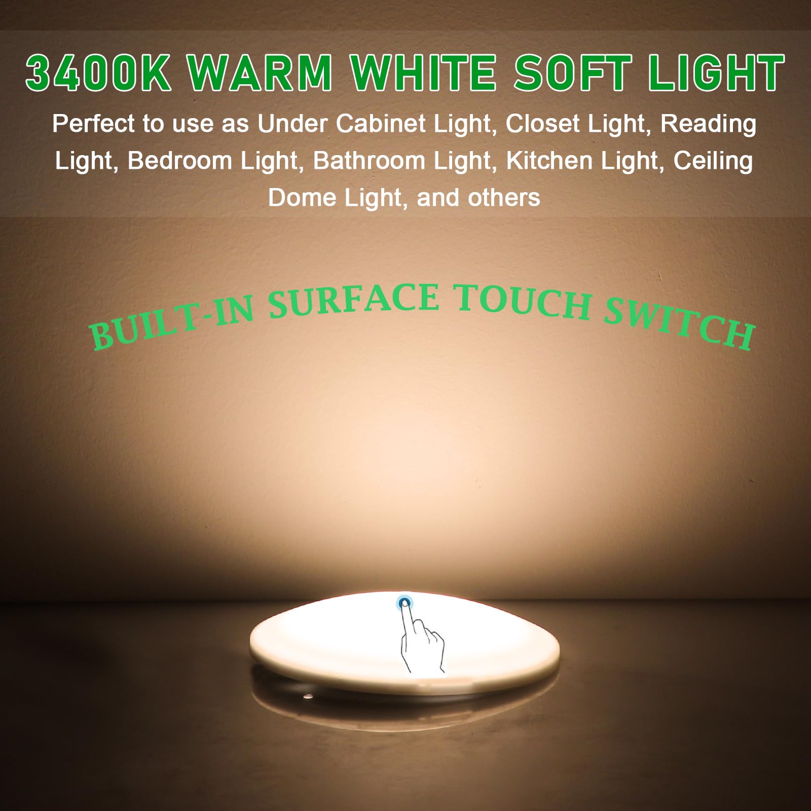 Risestar 12V LED Dome Ceiling Lights - Ultra Slim Warm White 3400K Dimmable Interior Lighting with Touch On/Off Switch (3.25 Inch, Pack of 6) - Perfect for RV, Trailer, Camper, Boat, and Marine Lighting Applications