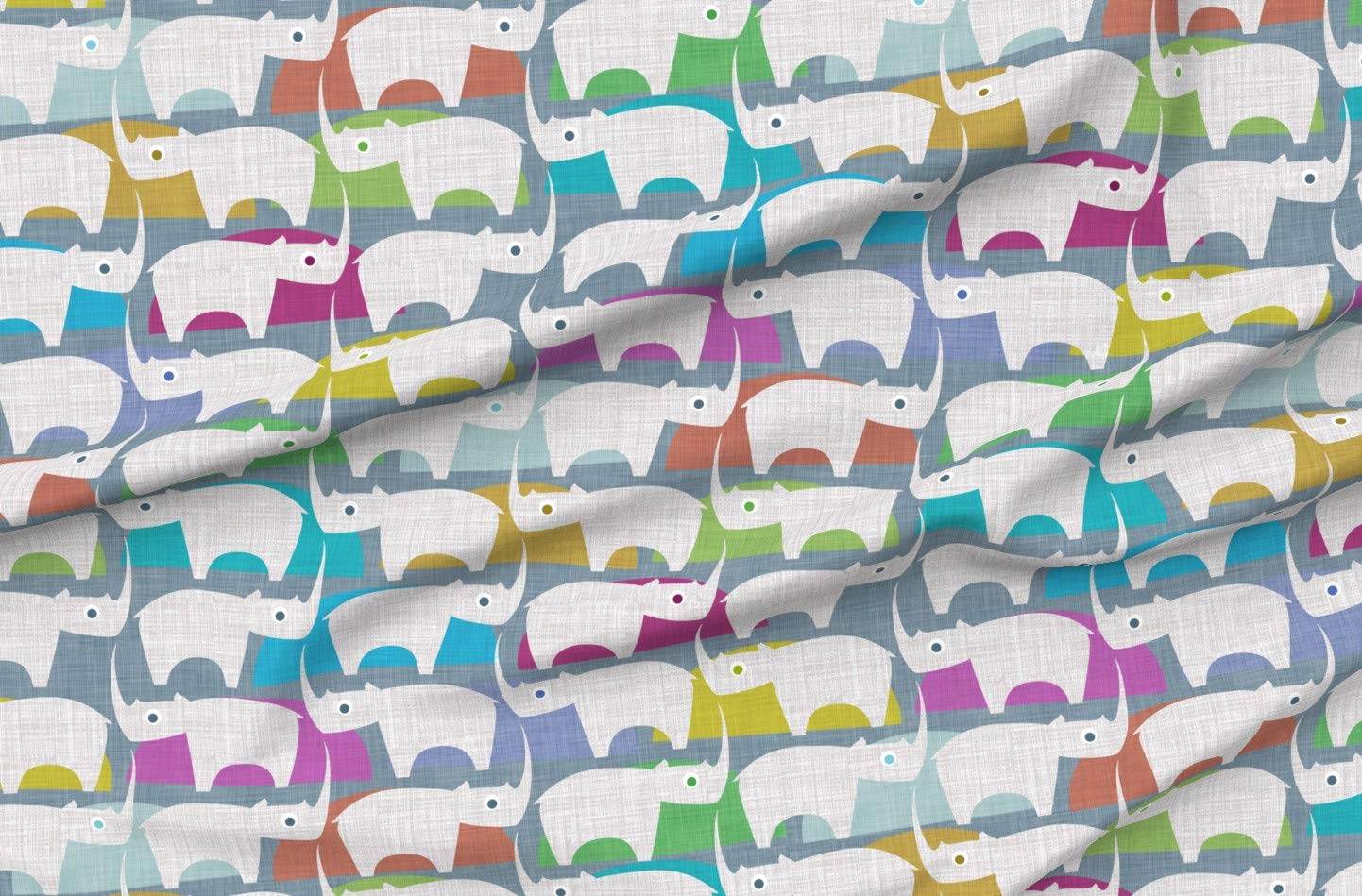 Rhino Landscape Africa Animal Print Minky Fabric by The Yard - Soft Plush Material for Sewing Baby Blankets, Quilt Backing & DIY Plush Toys - Perfect for Nursery Decor & Craft Projects