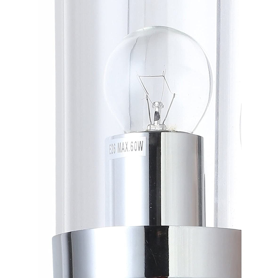 Chrome Metal Frame Wall Sconce with Glass Shade - Modern Lighting Fixture for Living Room, Bedroom, or Hallway Decor