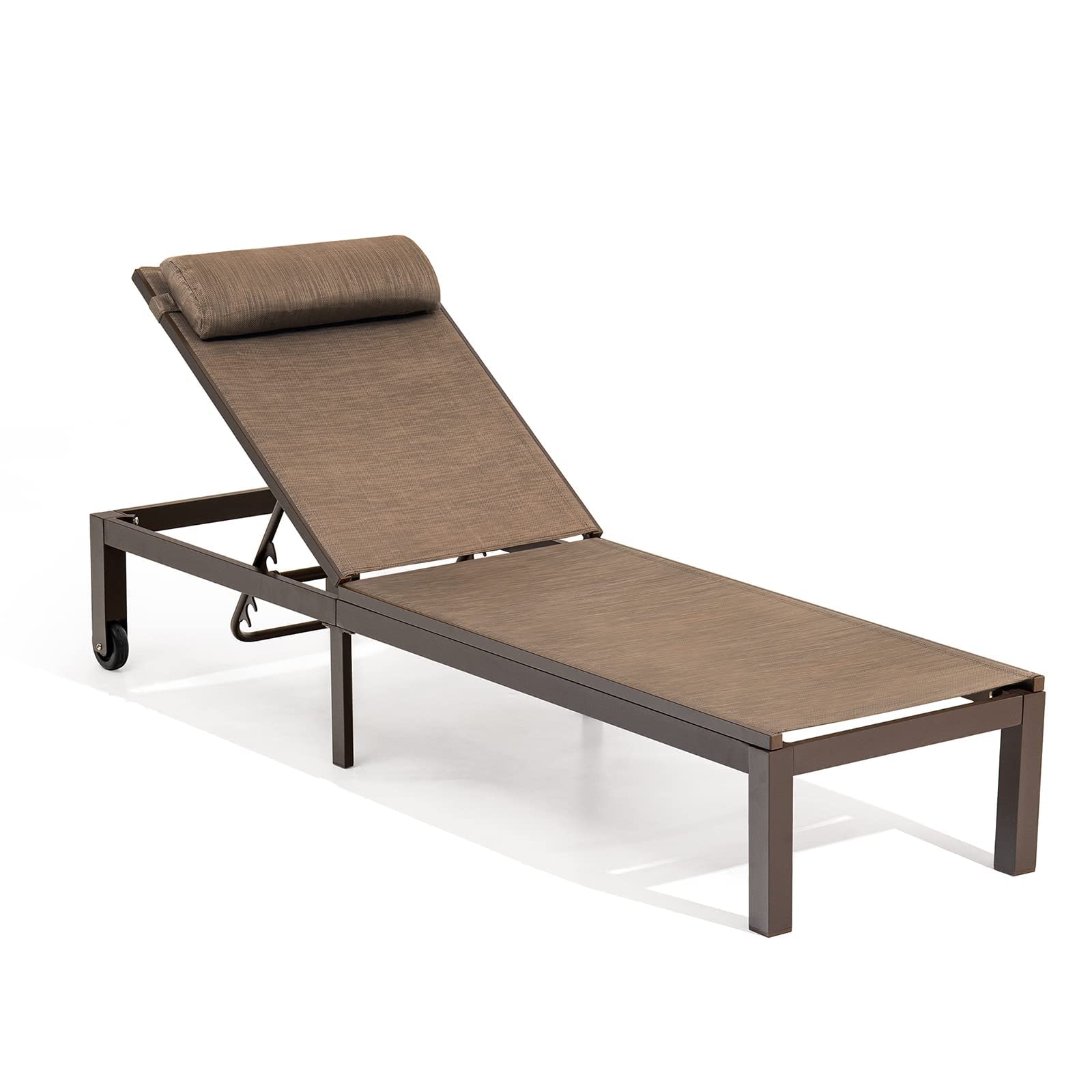 **Crestlive Adjustable Aluminum Patio Chaise Lounge with Headrest & Wheels – 6-Position Recliner for Poolside, Beach, Yard – All-Weather Outdoor Lounge Chair for Relaxing & Sunbathing**