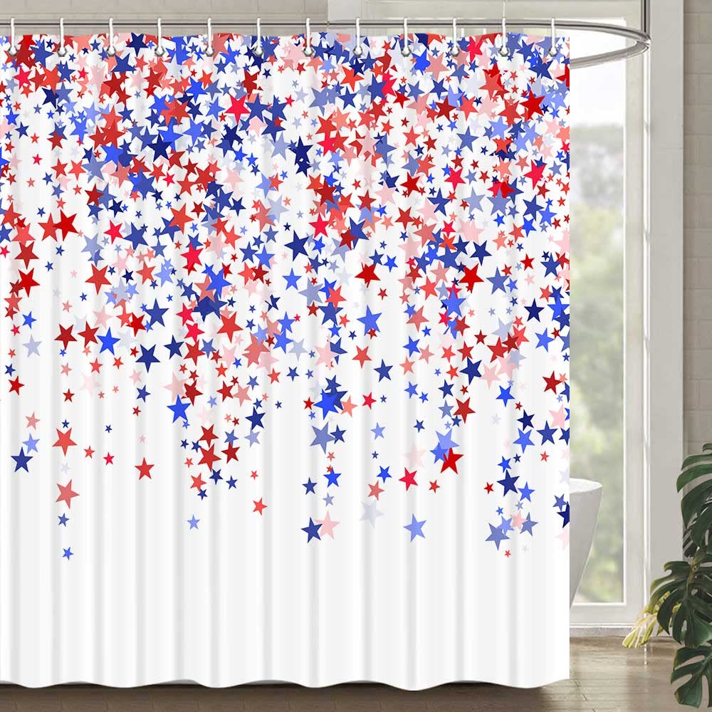 American Flag Shower Curtain with Hooks - Patriotic Bald Eagle Design for 4th of July & Independence Day - 72x72 Inch White Bathroom Decor - Perfect for USA-Themed Bathrooms & Holiday Celebrations