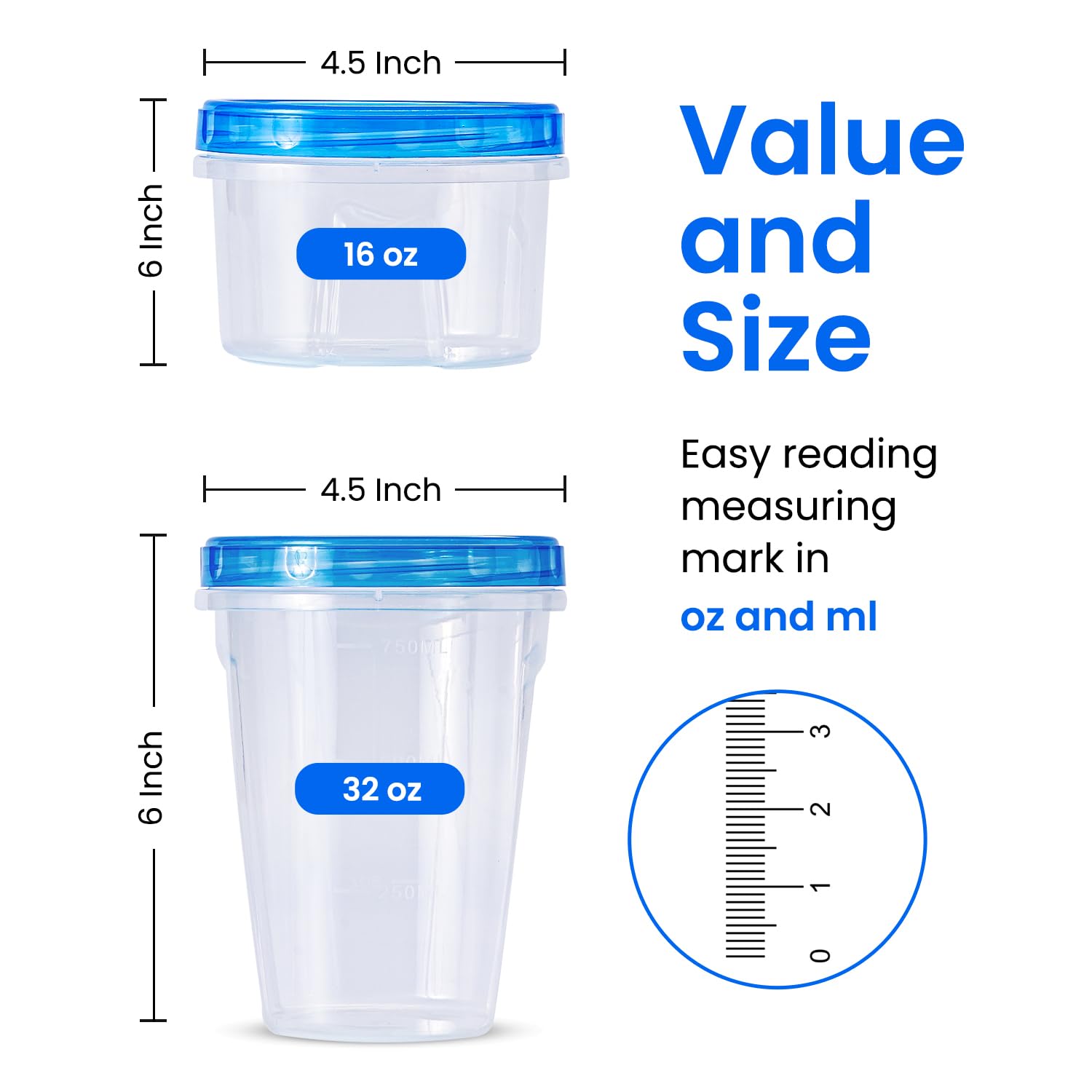 48-Piece Freezer Storage Containers Set with Twist-Top Lids (32oz & 16oz) - BPA-Free Plastic Meal Prep Containers with Secure Screw Lids - Perfect for Soup Storage, Meal Prepping, Lunch Box & Gym Food Organization