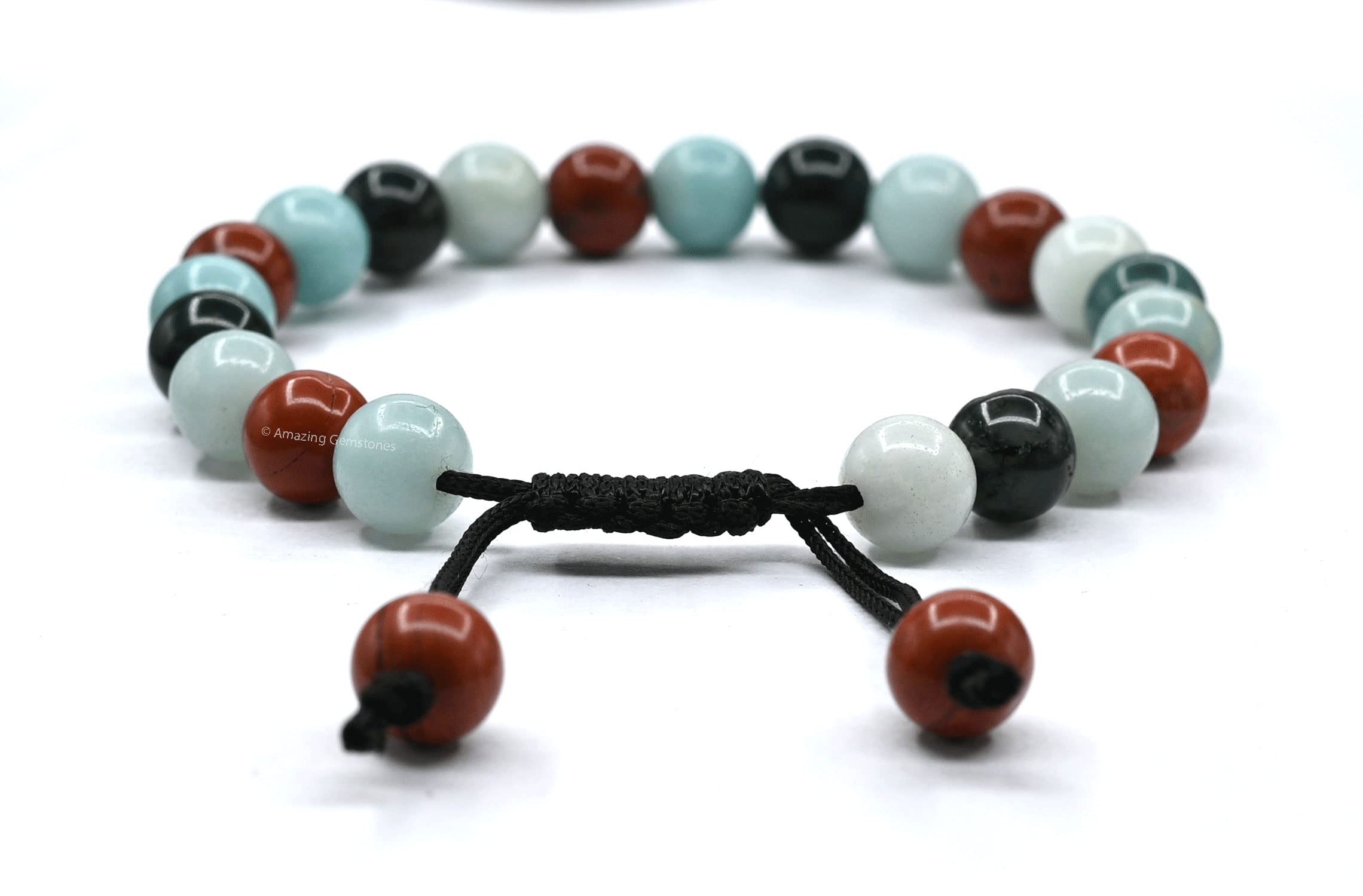 Healing Bracelet Set for Women & Men - Moss Agate, Amazonite & Red Jasper Adjustable Bracelets for Anxiety Relief, Stress Reduction & Positive Energy - Perfect for Meditation, Wellness Gifts & Daily Wear