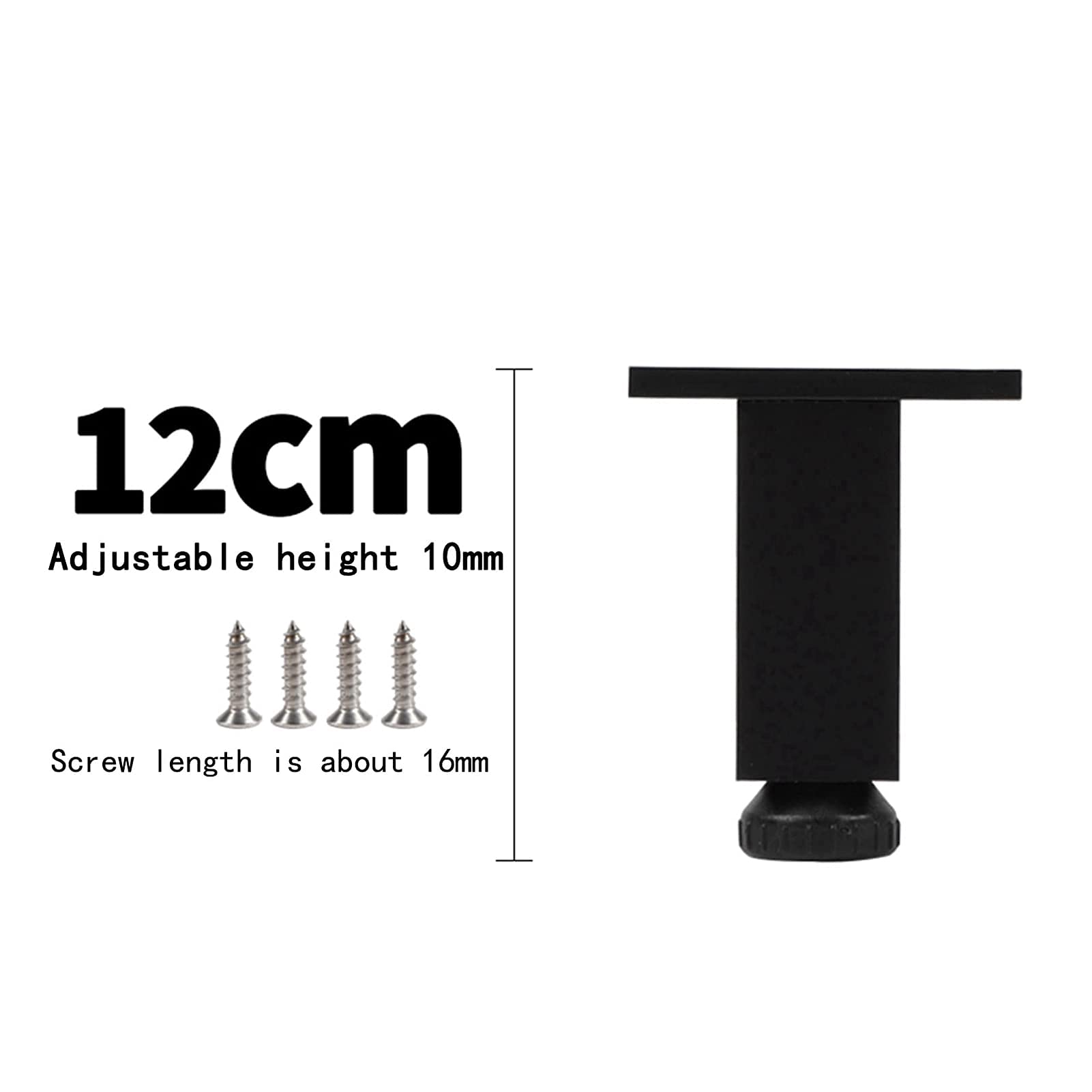 Adjustable Furniture Legs 4 Pack - Aluminum Alloy Cabinet Feet Replacement with 0-10mm Height Adjustment - Perfect for Sofa, Couch, Armchair, TV Stand & Cabinets (Black, 12cm/5in) - Ideal for Home Office, Living Room & Bedroom Furniture Upgrades