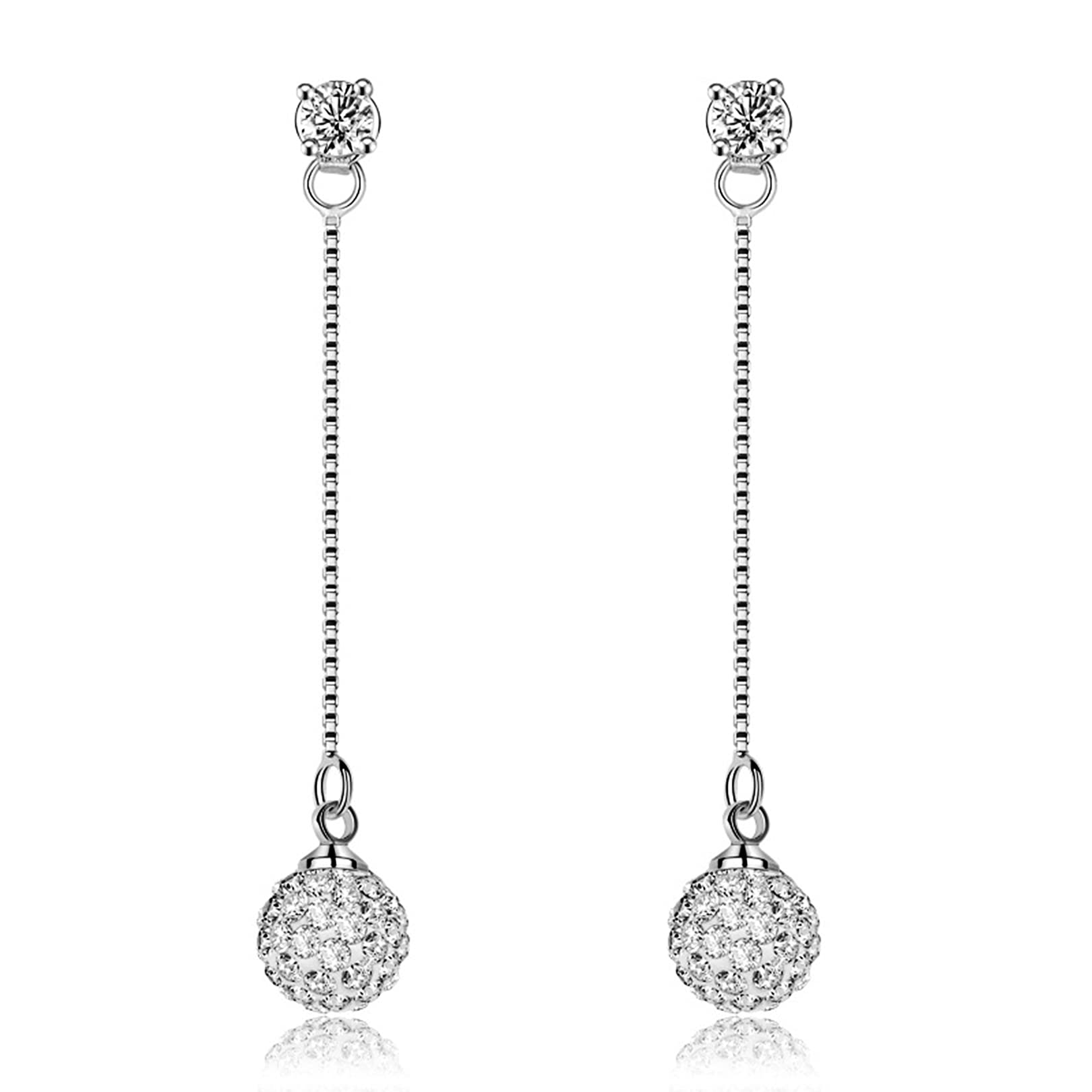 Sparkling Rhinestone Dangling Earrings for Women - Hypoallergenic Wedding & Bridesmaid Jewelry Gifts - Crystal Ball Drop Earrings for Sensitive Ears - Perfect for Bridal Party, Evening Events & Special Occasions