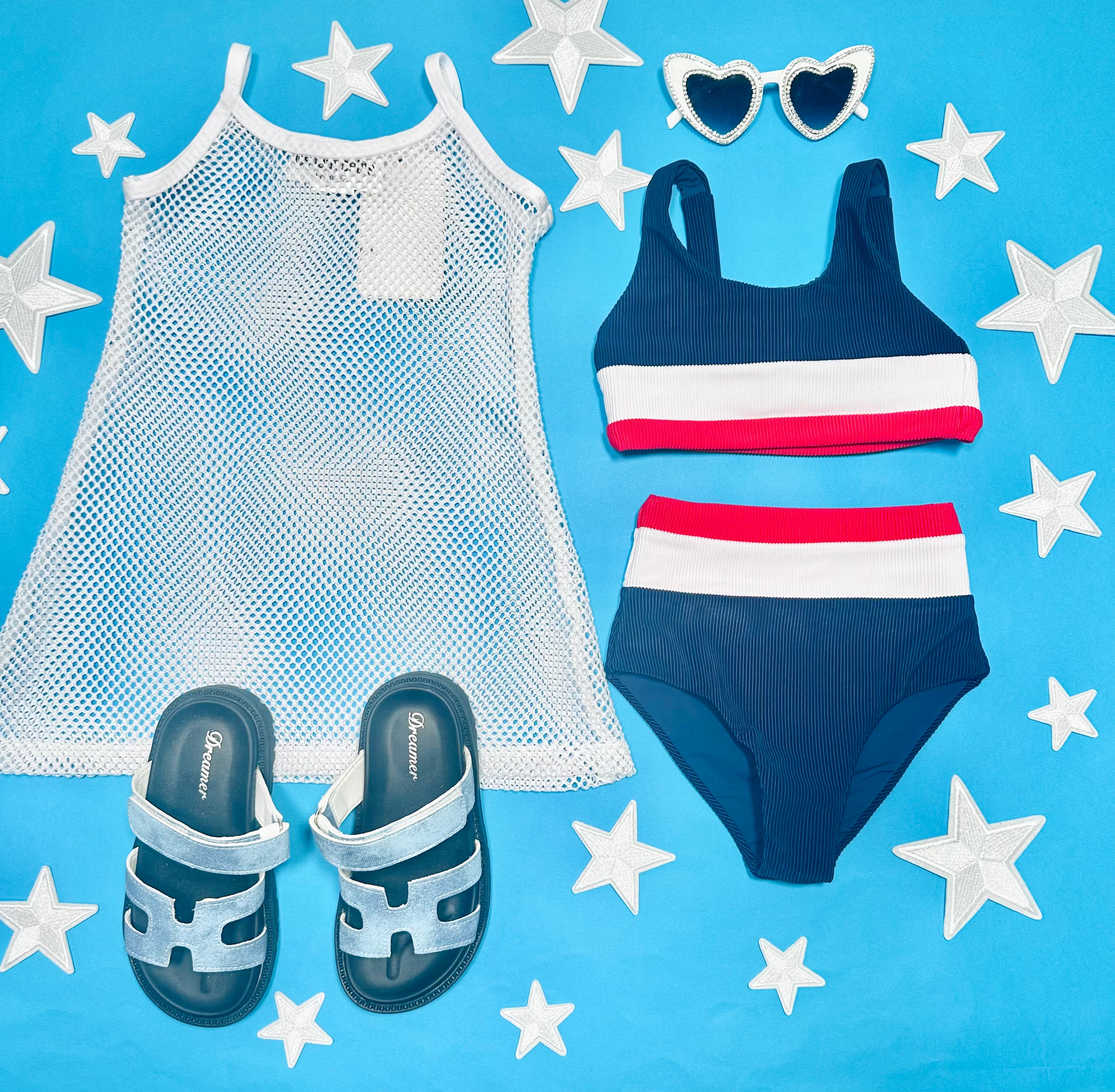 Americana Little Mackenzie & Heidi Two-Piece Bikini Set - Trendy Swimwear for Women, Perfect for Beach Vacations & Pool Parties