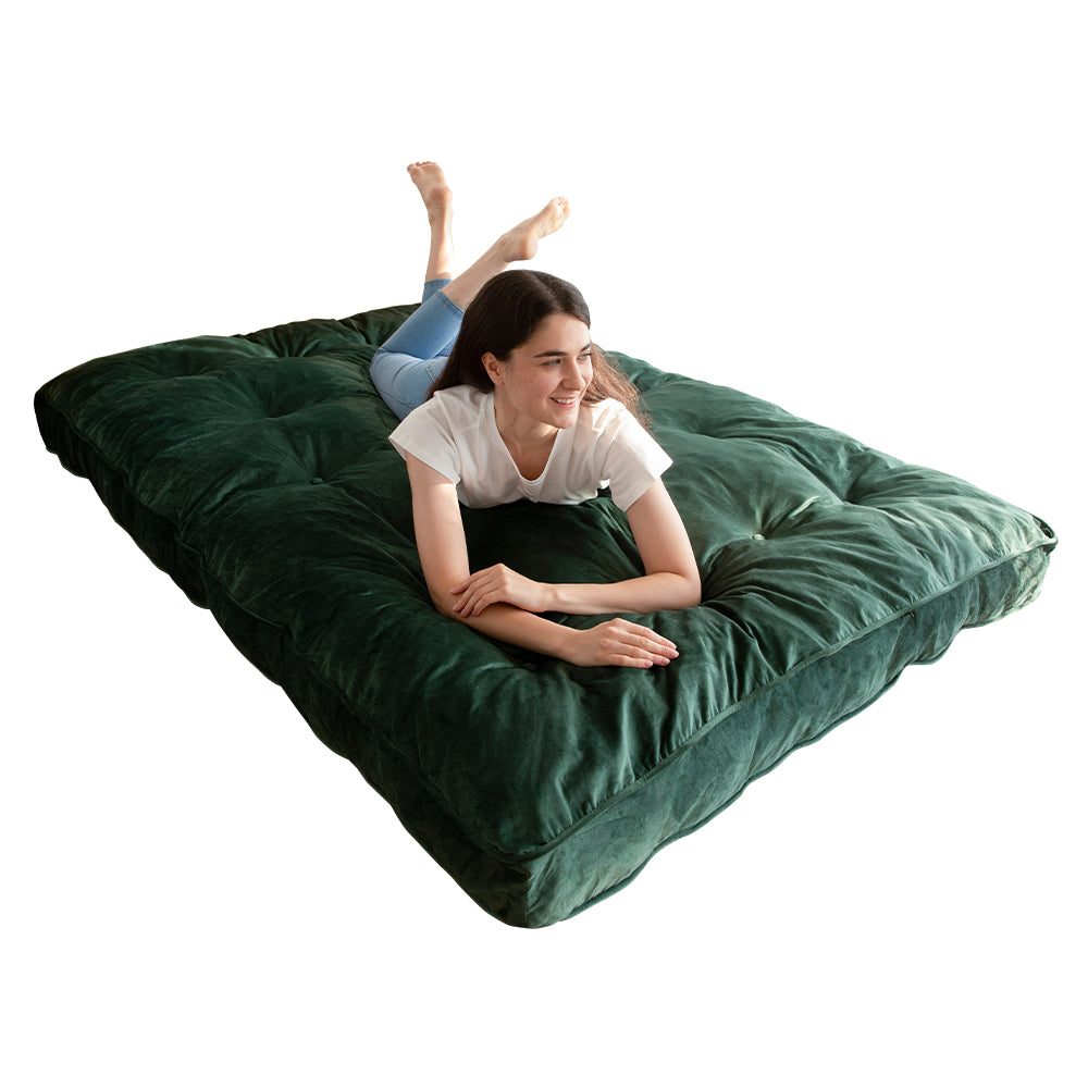 MAXYOYO 6-Inch Velvet Futon Mattress for Sofa Bed - Green (Mattress Only) | Comfortable & Space-Saving for Small Apartments, Guest Rooms & Dorm Living