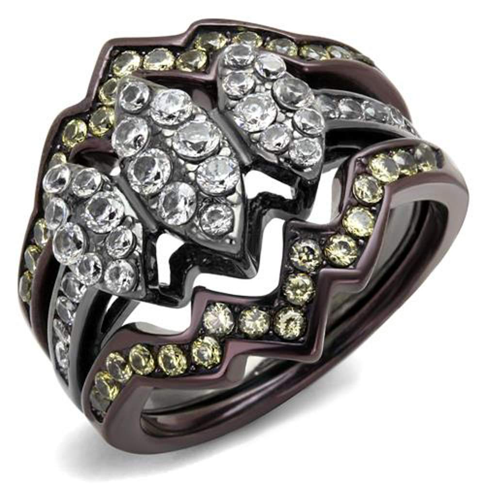 1.95ct CZ Black & Brown Wedding Ring Set for Women Size 5-10 - Elegant Bridal Jewelry