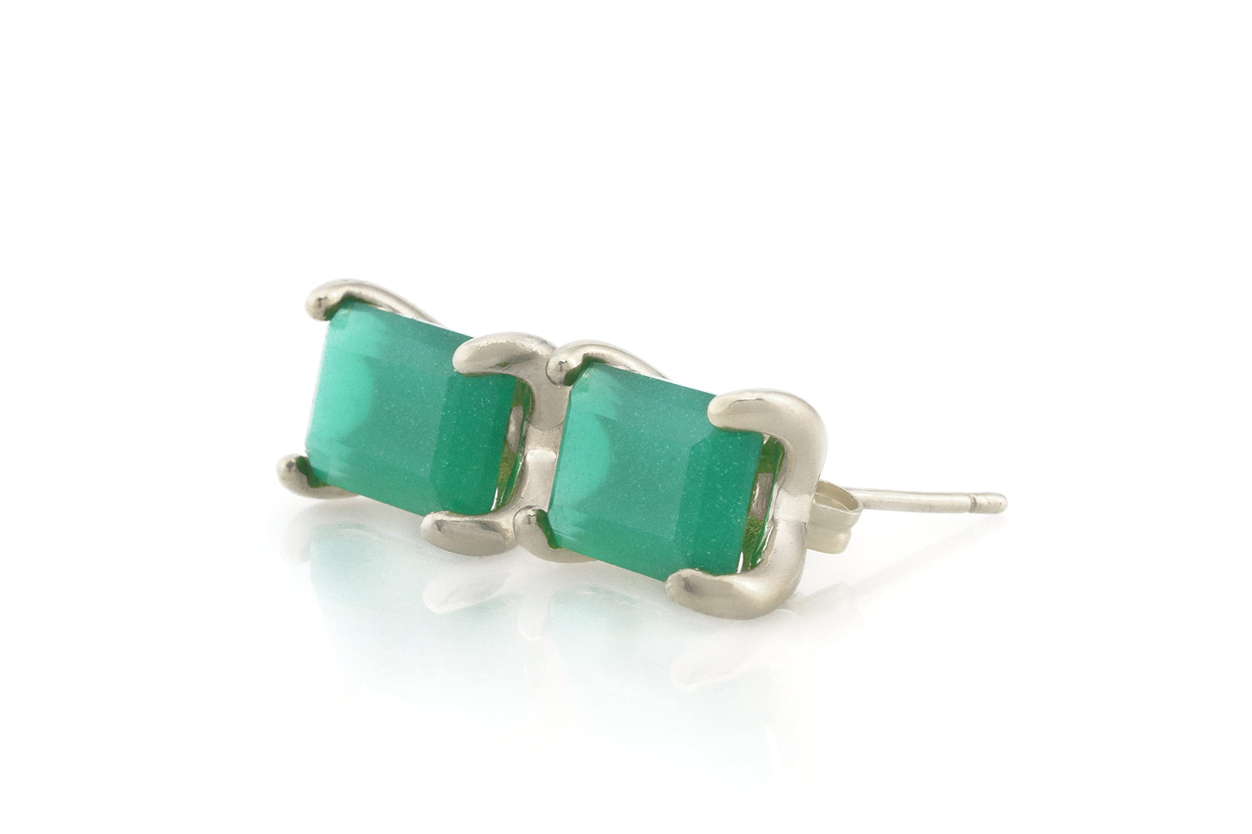 Luxury Green Onyx Stud Earrings for Women - Handmade Gemstone Jewelry with Gift Box - Perfect for Weddings, Parties & Gifts | Elegant Everyday Wear & Special Occasions