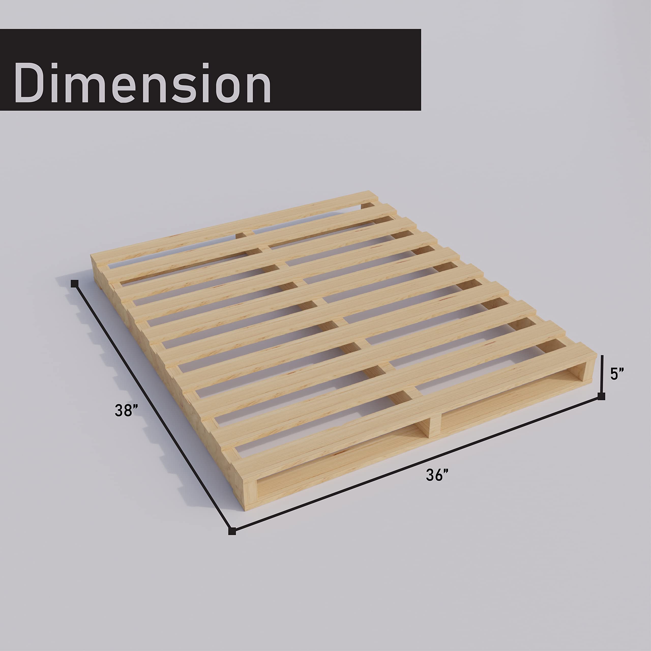 Greaton Wooden Pallets - Heavy Duty 38x36x5 Inches Commercial Grade Wooden Pallets (Set of 5) - Strong Sturdy Structure with Natural Wood Finish - Perfect for Warehousing, Shipping & Industrial Use